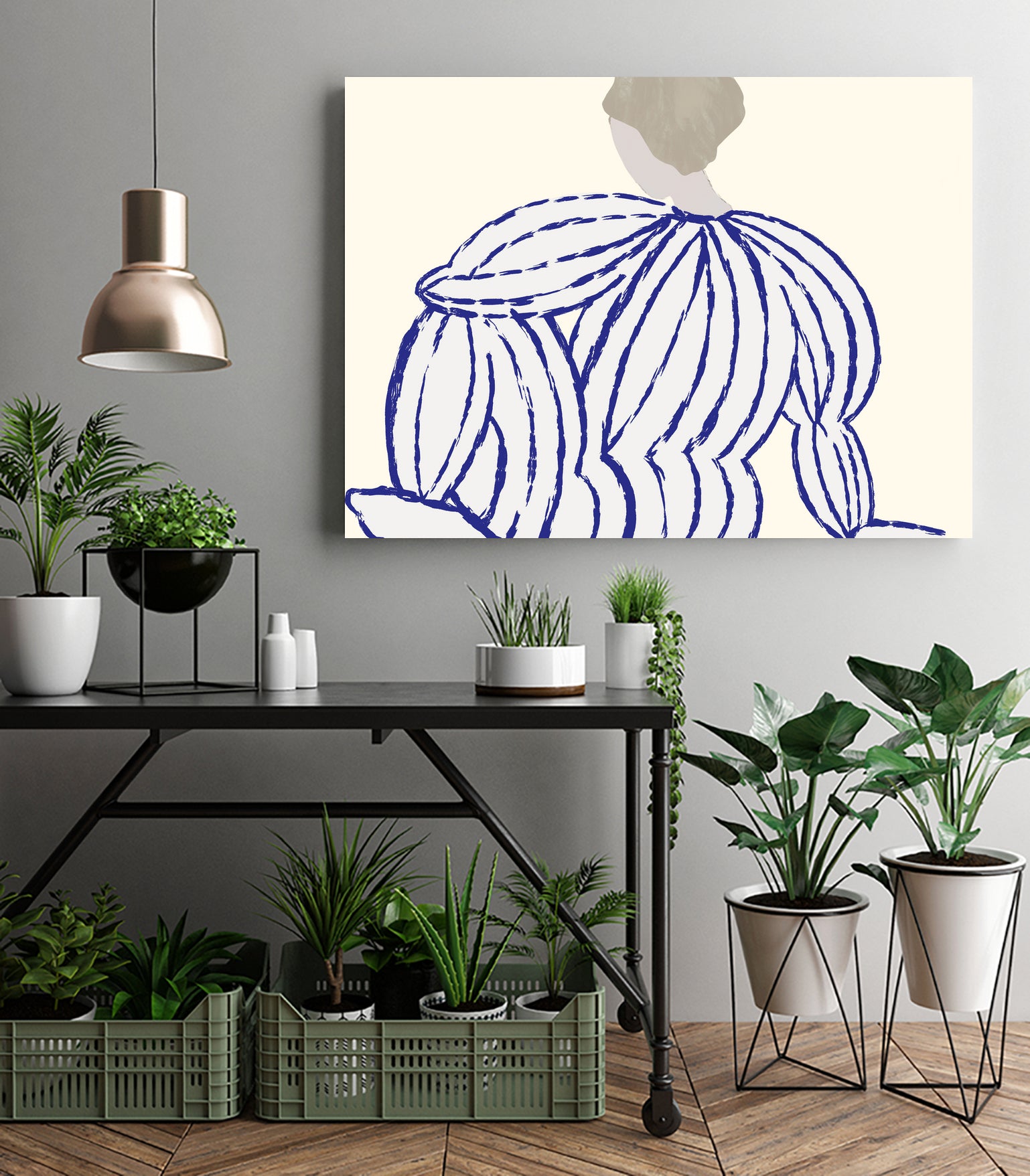 Blue reflection by M Studio on GIANT ART - beige minimalist