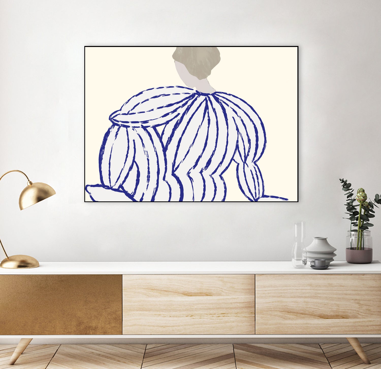 Blue reflection by M Studio on GIANT ART - beige minimalist