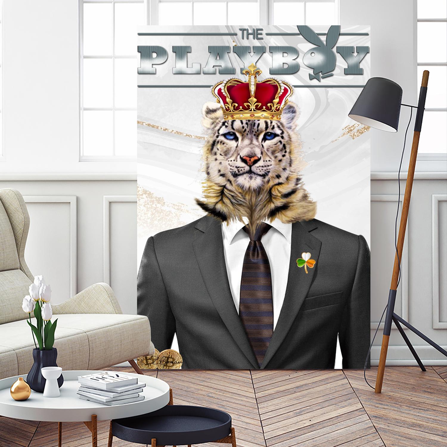 The King by Carole St-Germain on GIANT ART - red pop tiger