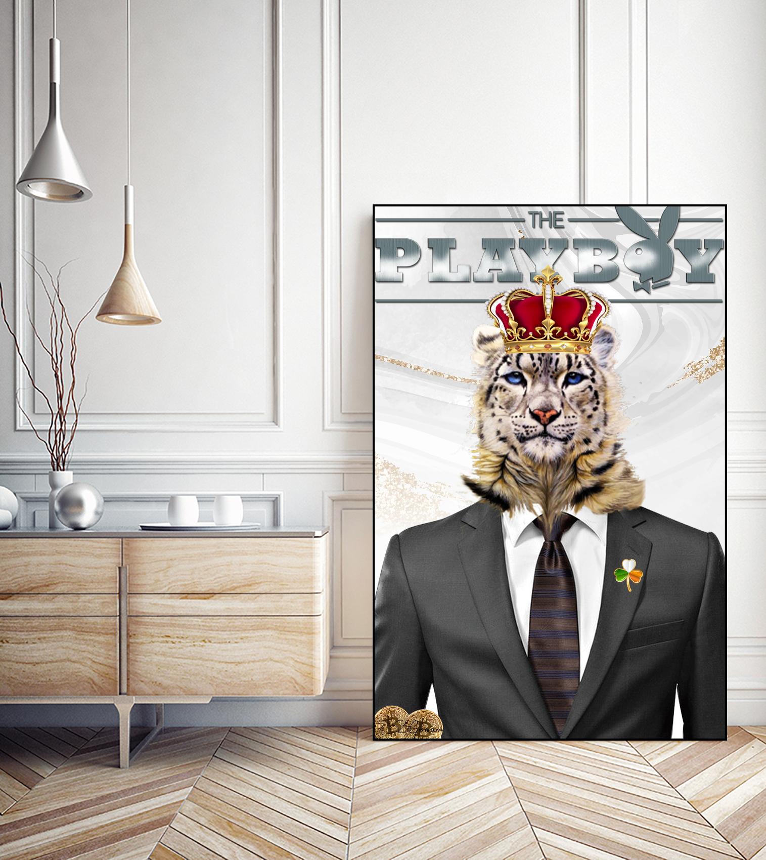 The King by Carole St-Germain on GIANT ART - red pop tiger