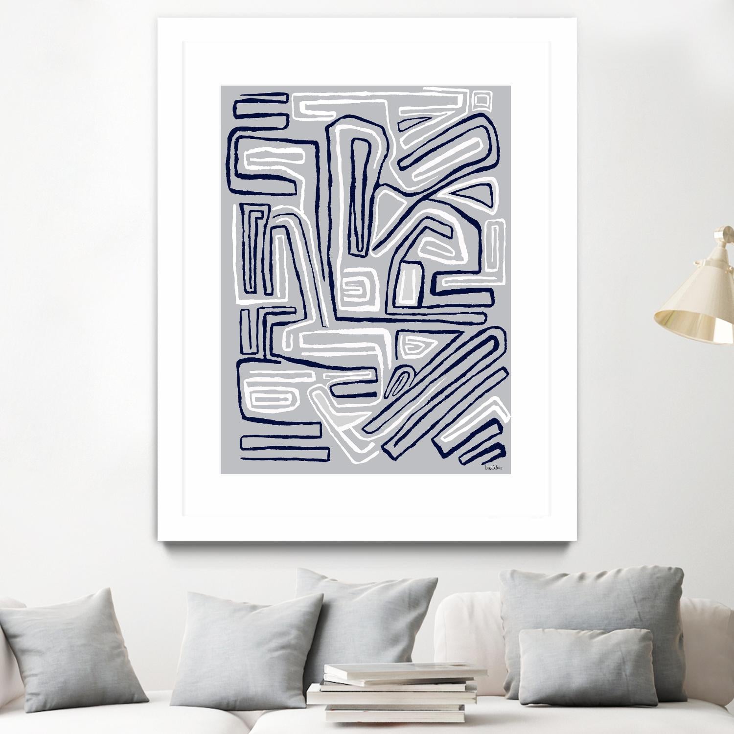 Centric -Blue Ice - 8 by Lori Dubois on GIANT ART - blue linear