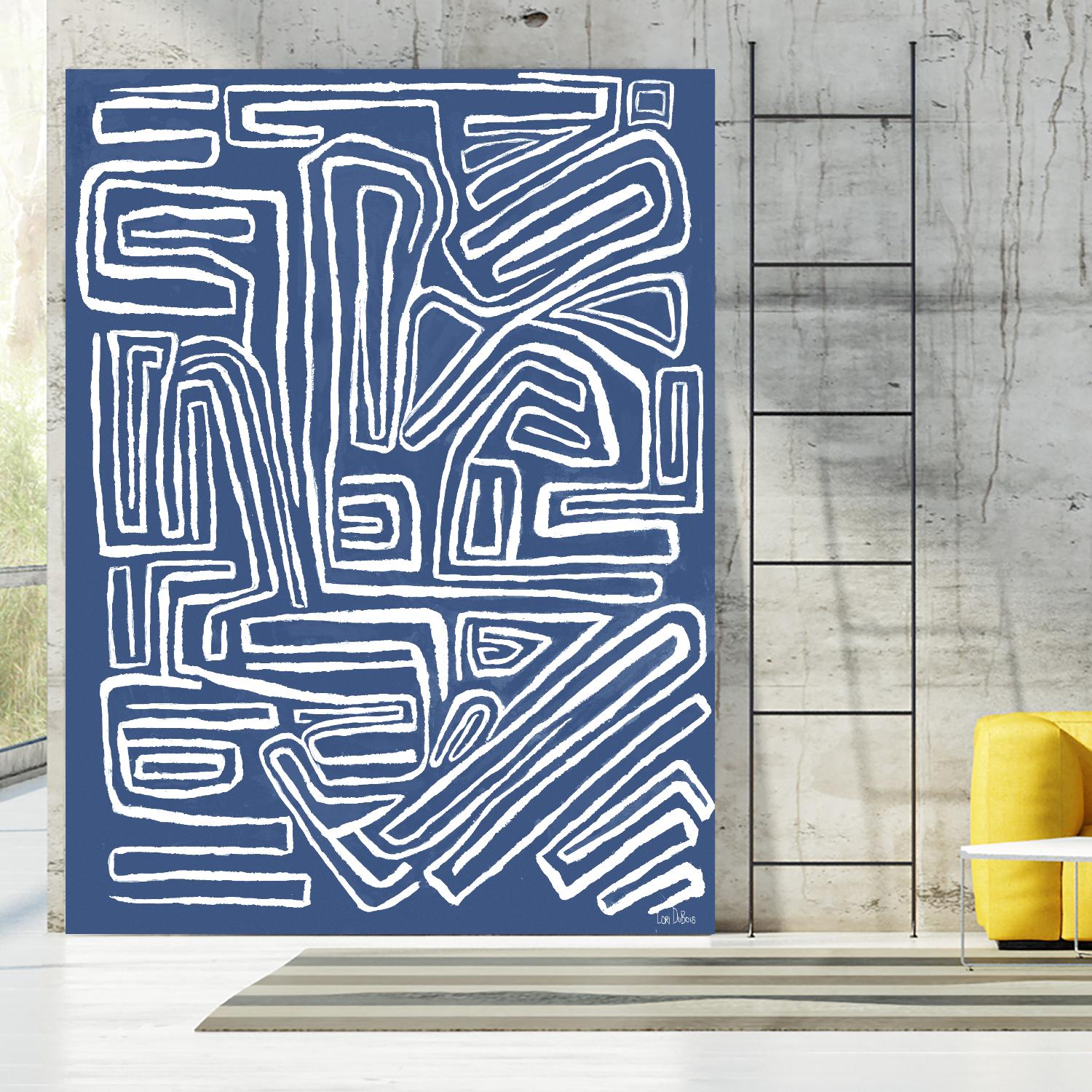Centric - Blue - 14 by Lori Dubois on GIANT ART - blue linear monochrome