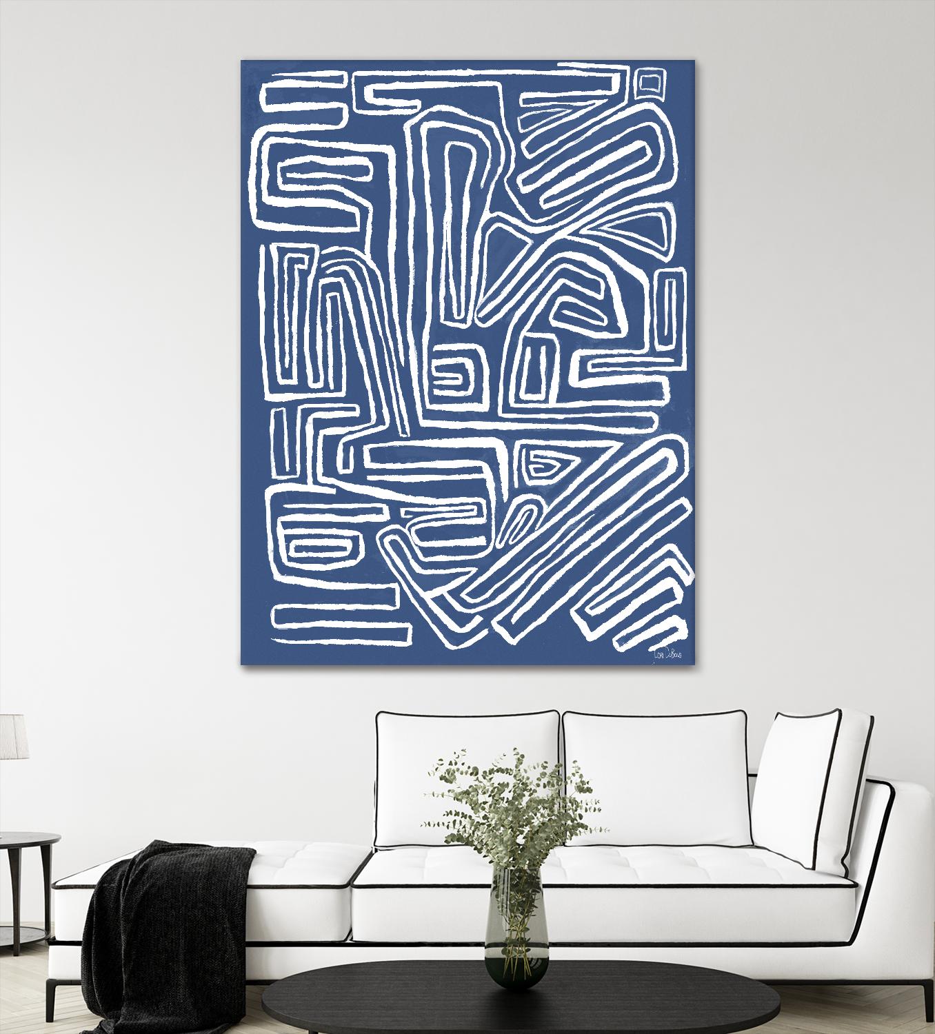Centric - Blue - 14 by Lori Dubois on GIANT ART - blue linear monochrome