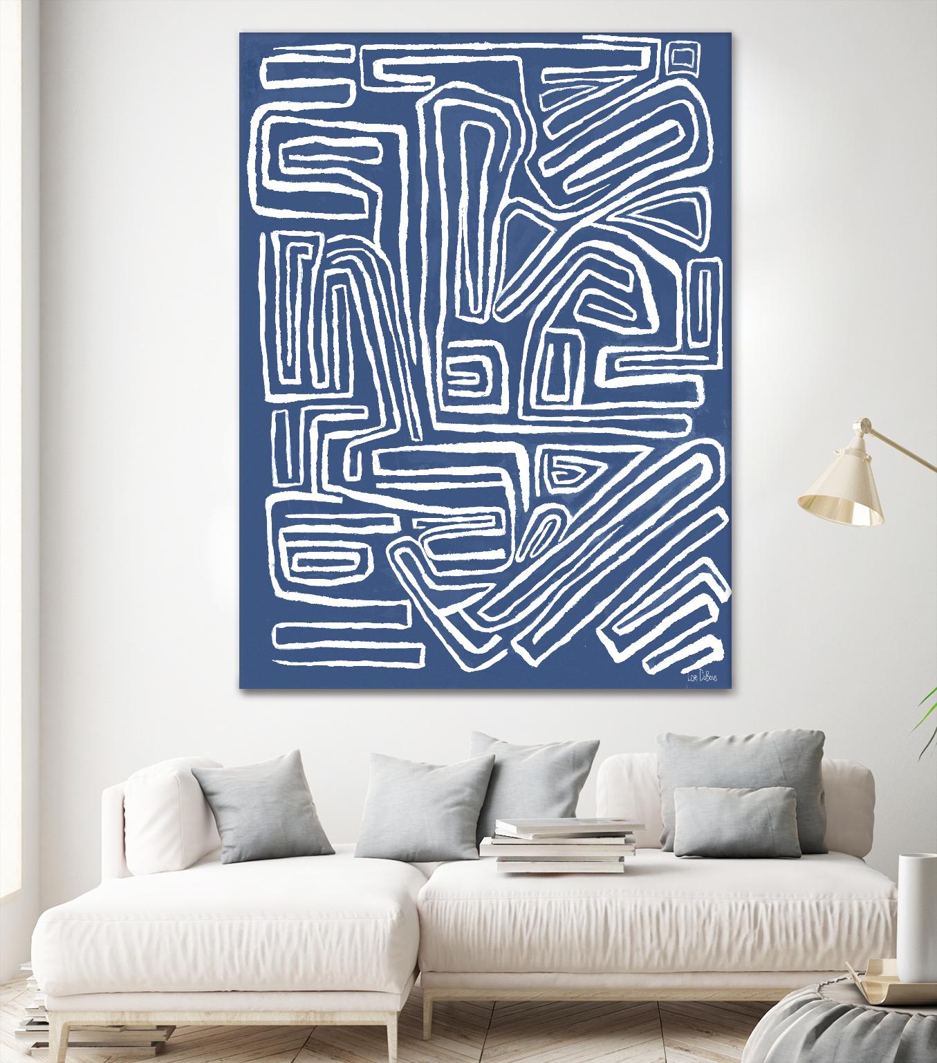Centric - Blue - 14 by Lori Dubois on GIANT ART - blue linear monochrome