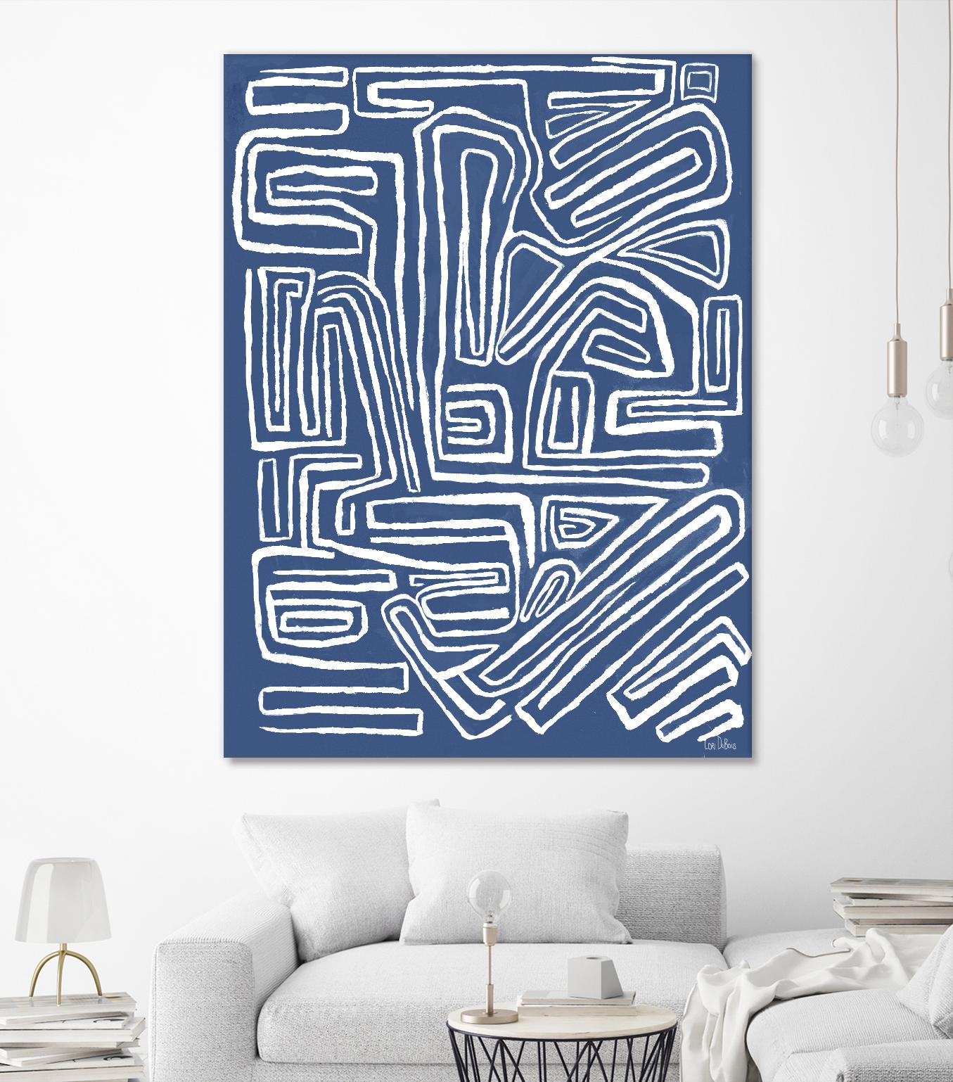 Centric - Blue - 14 by Lori Dubois on GIANT ART - blue linear monochrome