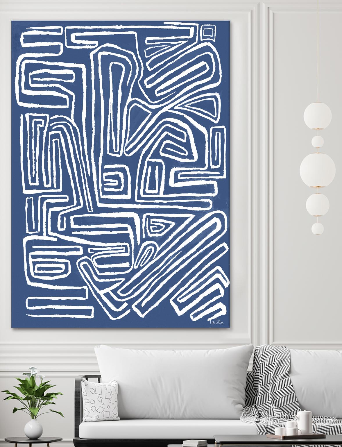 Centric - Blue - 14 by Lori Dubois on GIANT ART - blue linear monochrome