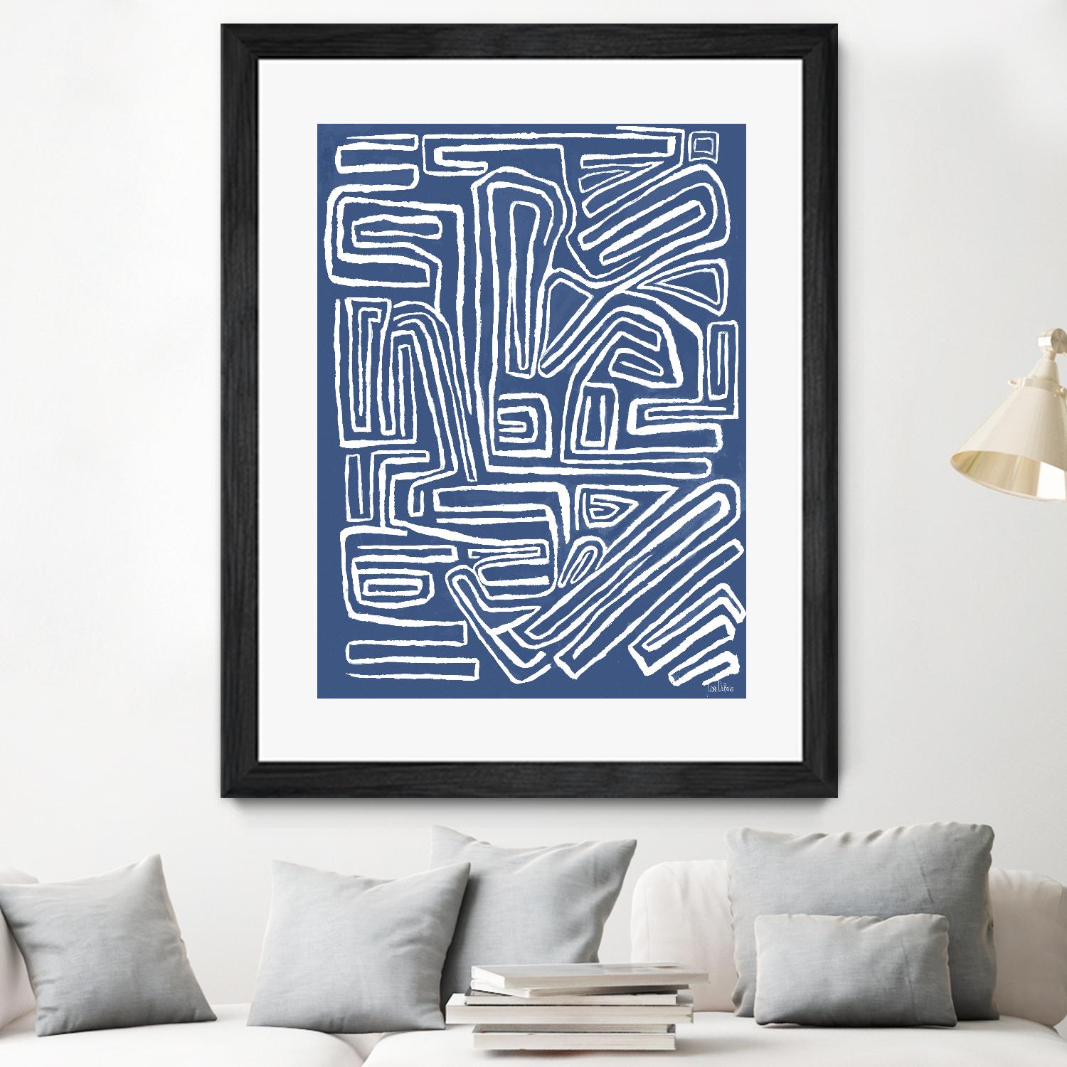 Centric - Blue - 14 by Lori Dubois on GIANT ART - blue linear artistes du québec