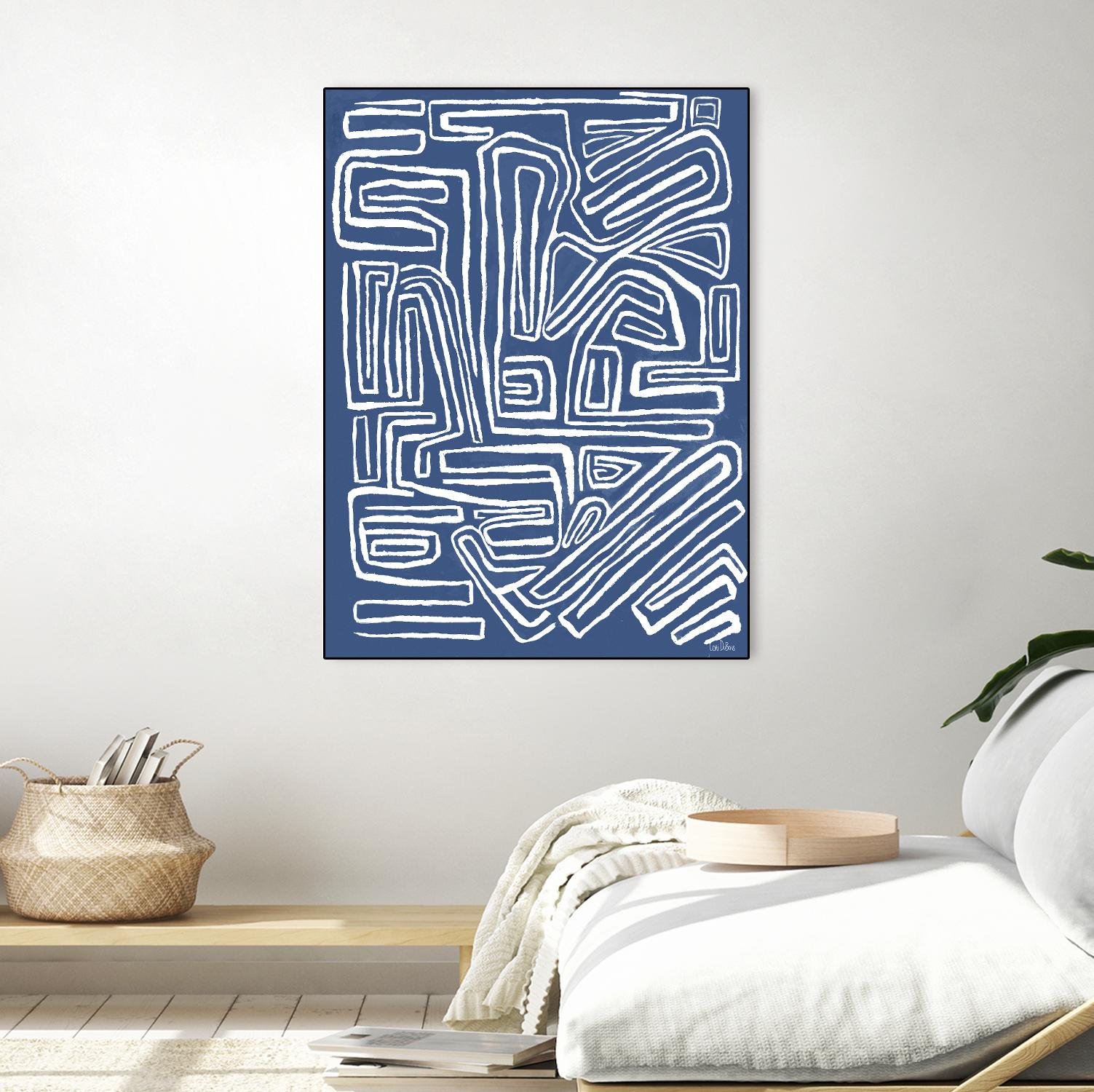 Centric - Blue - 14 by Lori Dubois on GIANT ART - blue linear monochrome