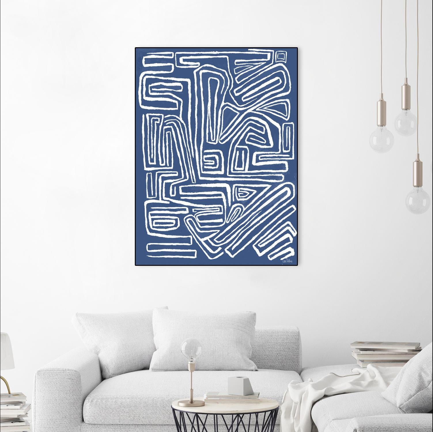 Centric - Blue - 14 by Lori Dubois on GIANT ART - blue linear monochrome