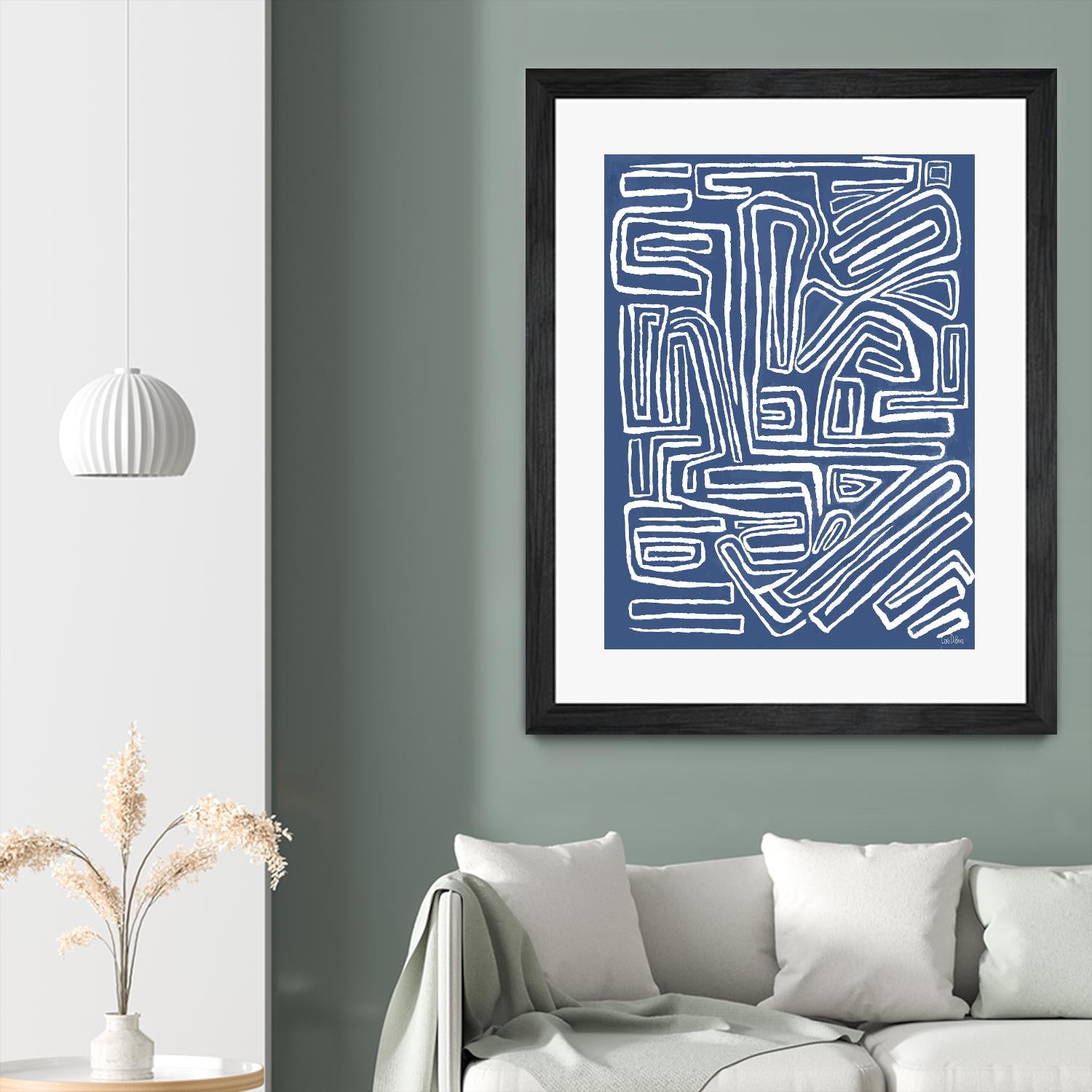 Centric - Blue - 14 by Lori Dubois on GIANT ART - blue linear artistes du québec