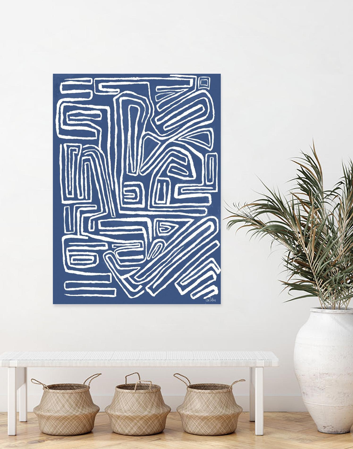 Centric - Blue - 14 by Lori Dubois on GIANT ART - blue linear artistes du québec