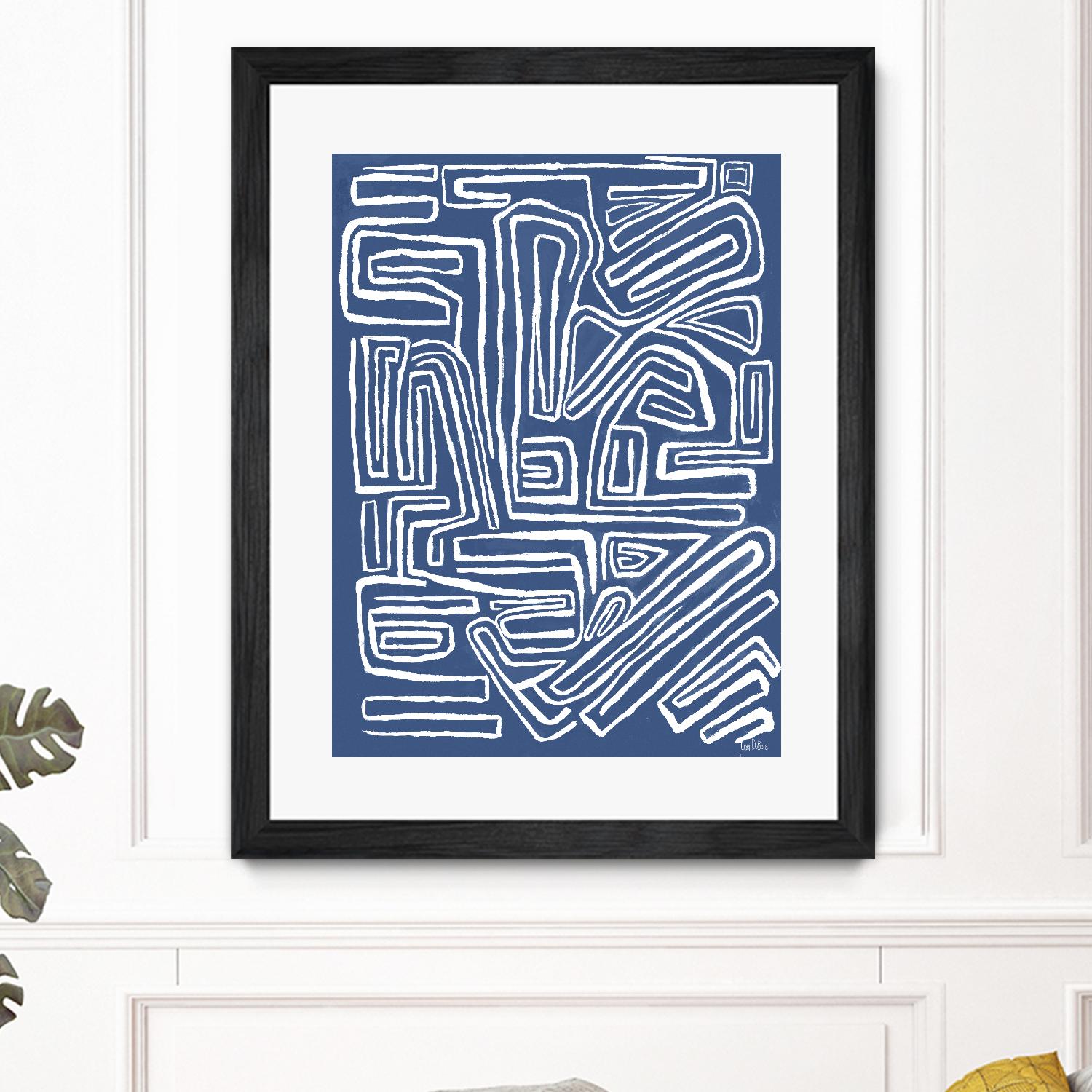 Centric - Blue - 14 by Lori Dubois on GIANT ART - blue linear artistes du québec