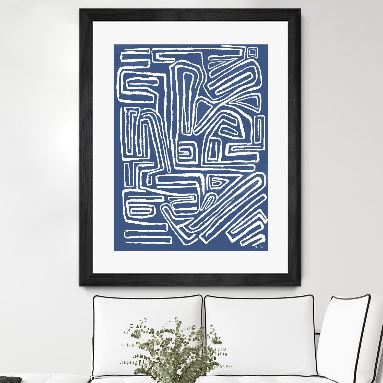 Centric - Blue - 14 by Lori Dubois on GIANT ART - blue linear artistes du québec