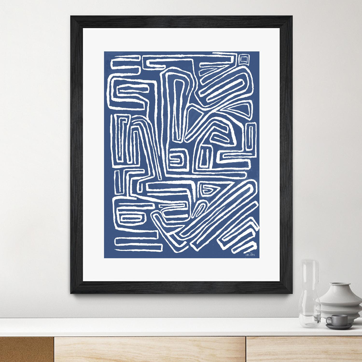 Centric - Blue - 14 by Lori Dubois on GIANT ART - blue linear artistes du québec