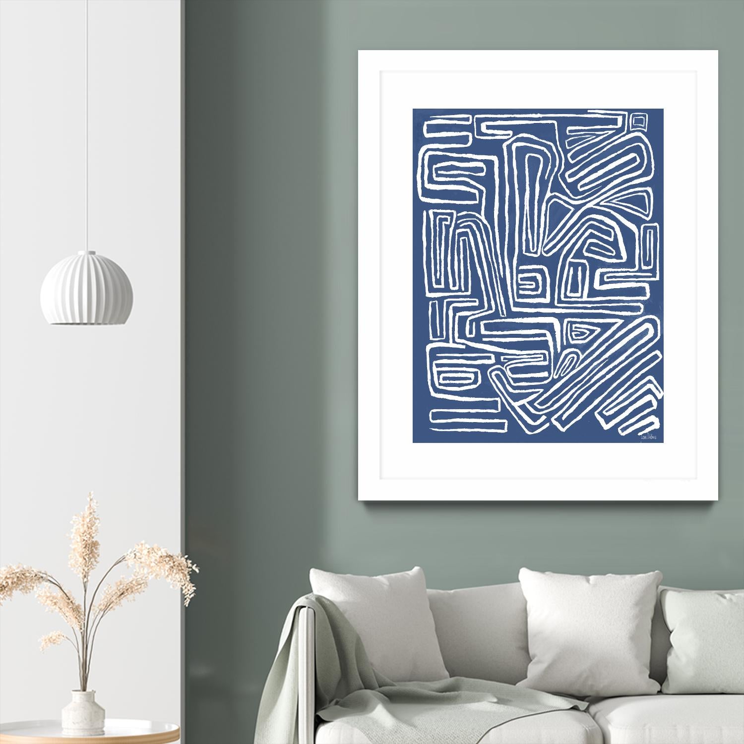 Centric - Blue - 14 by Lori Dubois on GIANT ART - blue linear artistes du québec