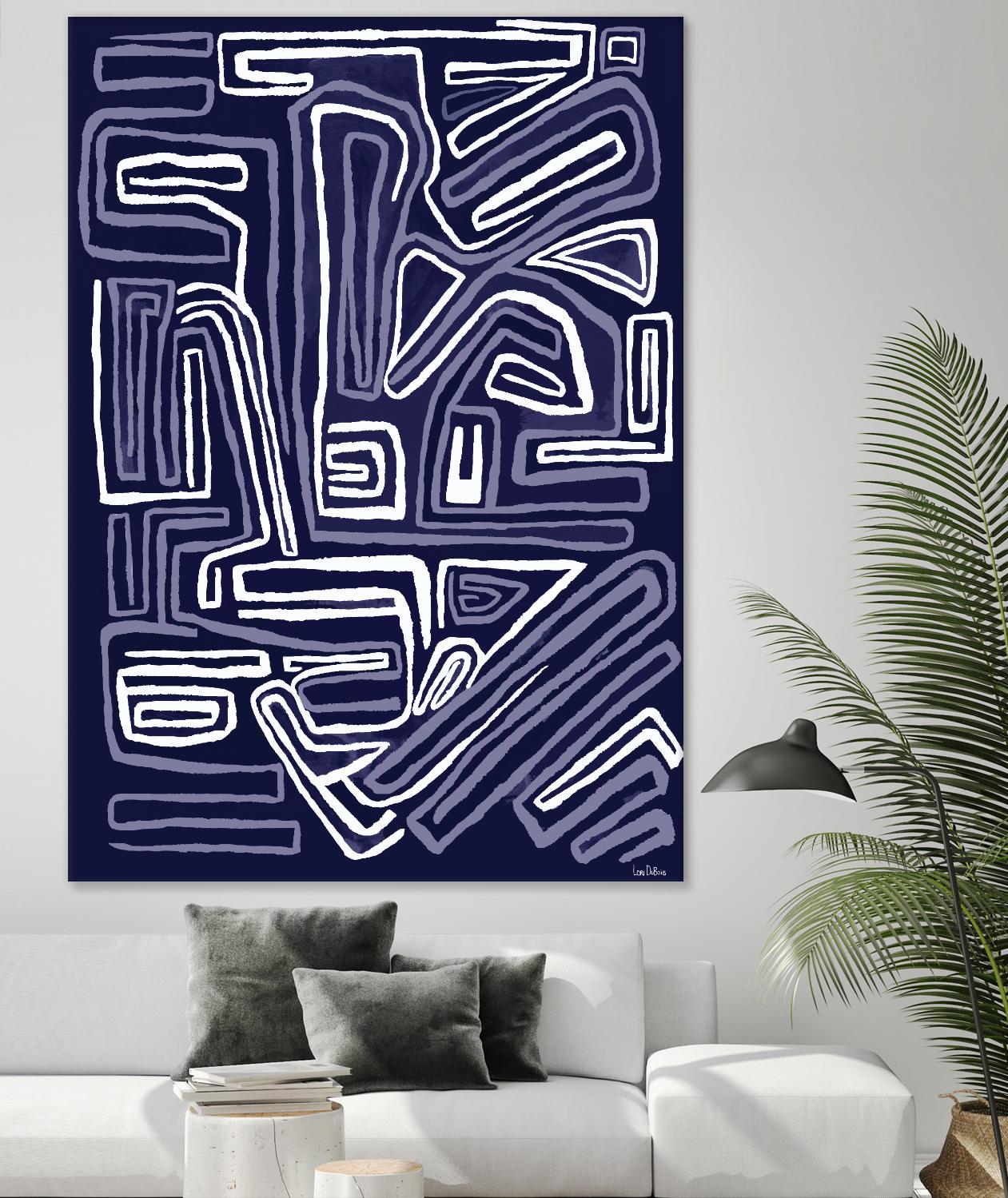 Centric - Navy - 5 by Lori Dubois on GIANT ART - blue linear ton sur ton