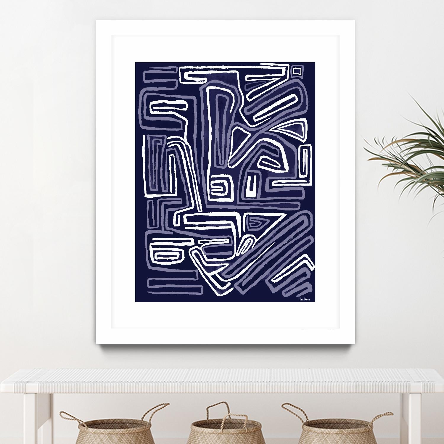 Centric - Navy - 5 by Lori Dubois on GIANT ART - blue linear artistes du québec