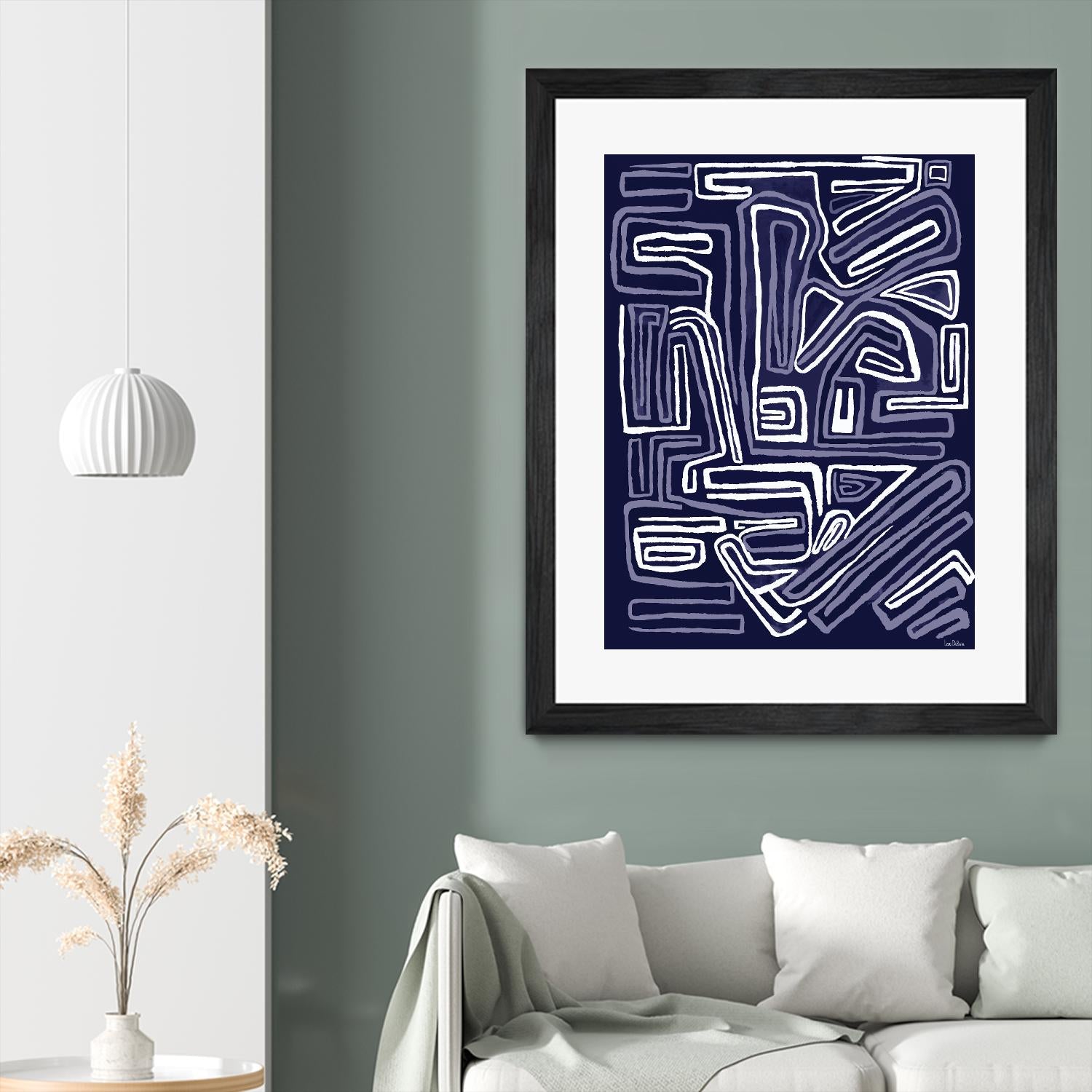 Centric - Navy - 5 by Lori Dubois on GIANT ART - blue linear artistes du québec