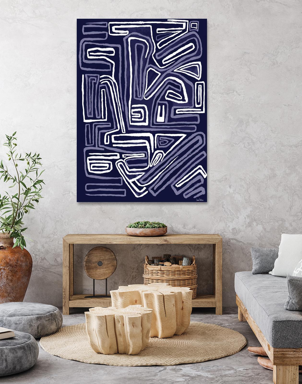 Centric - Navy - 5 by Lori Dubois on GIANT ART - blue linear artistes du québec