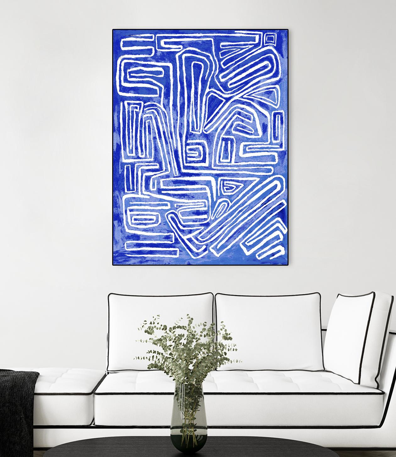 Centric - Cobalt-20 by Lori Dubois on GIANT ART - blue linear ton sur ton