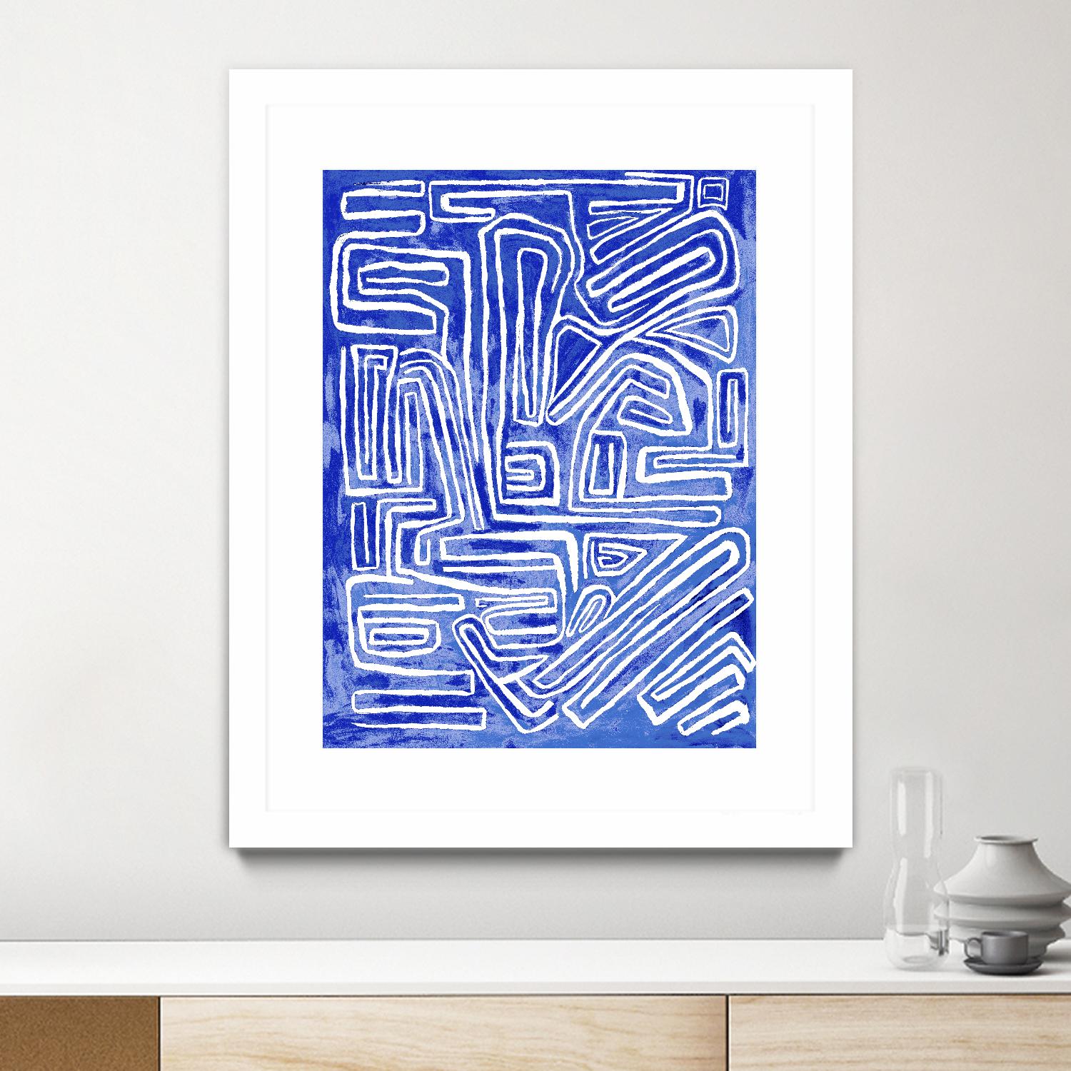 Centric - Cobalt-20 by Lori Dubois on GIANT ART - blue linear ton sur ton