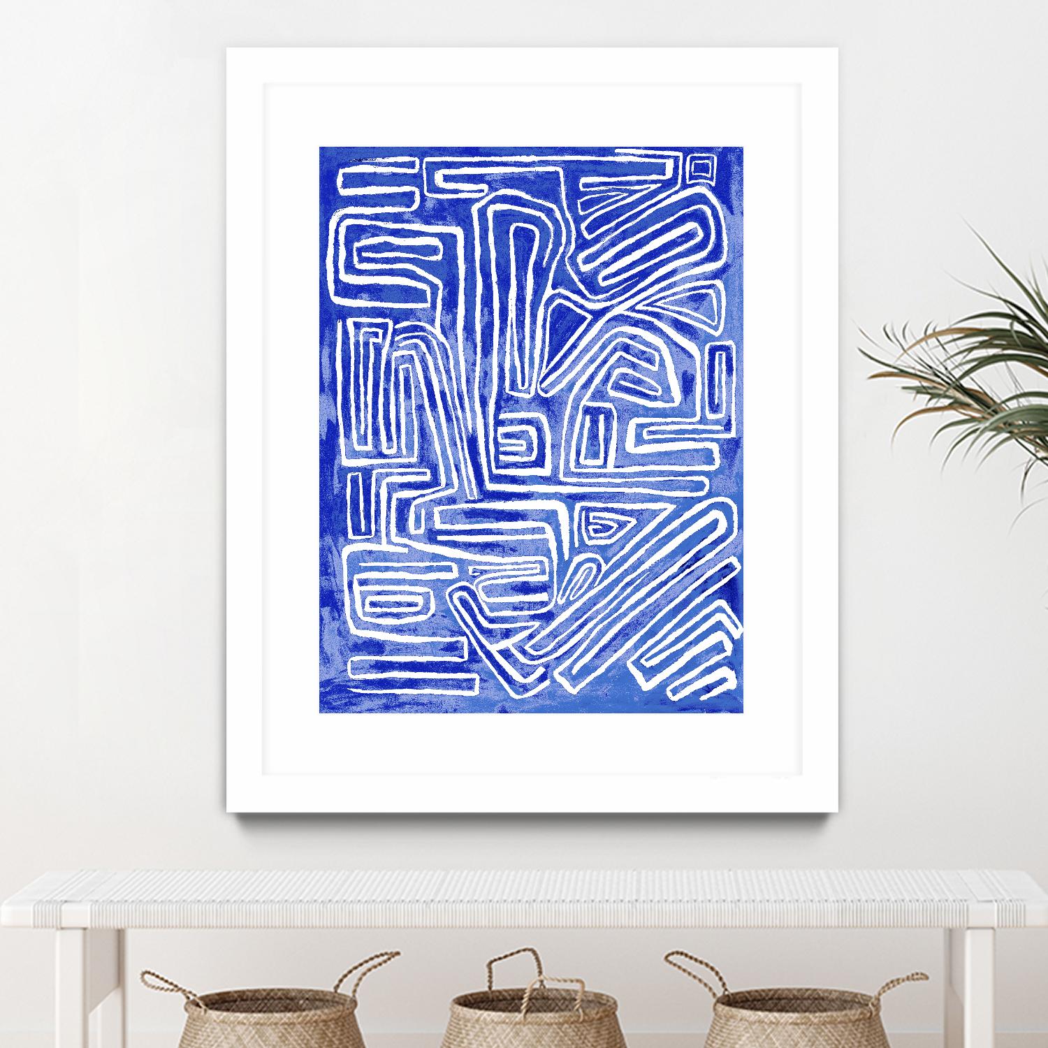 Centric - Cobalt-20 by Lori Dubois on GIANT ART - blue linear ton sur ton
