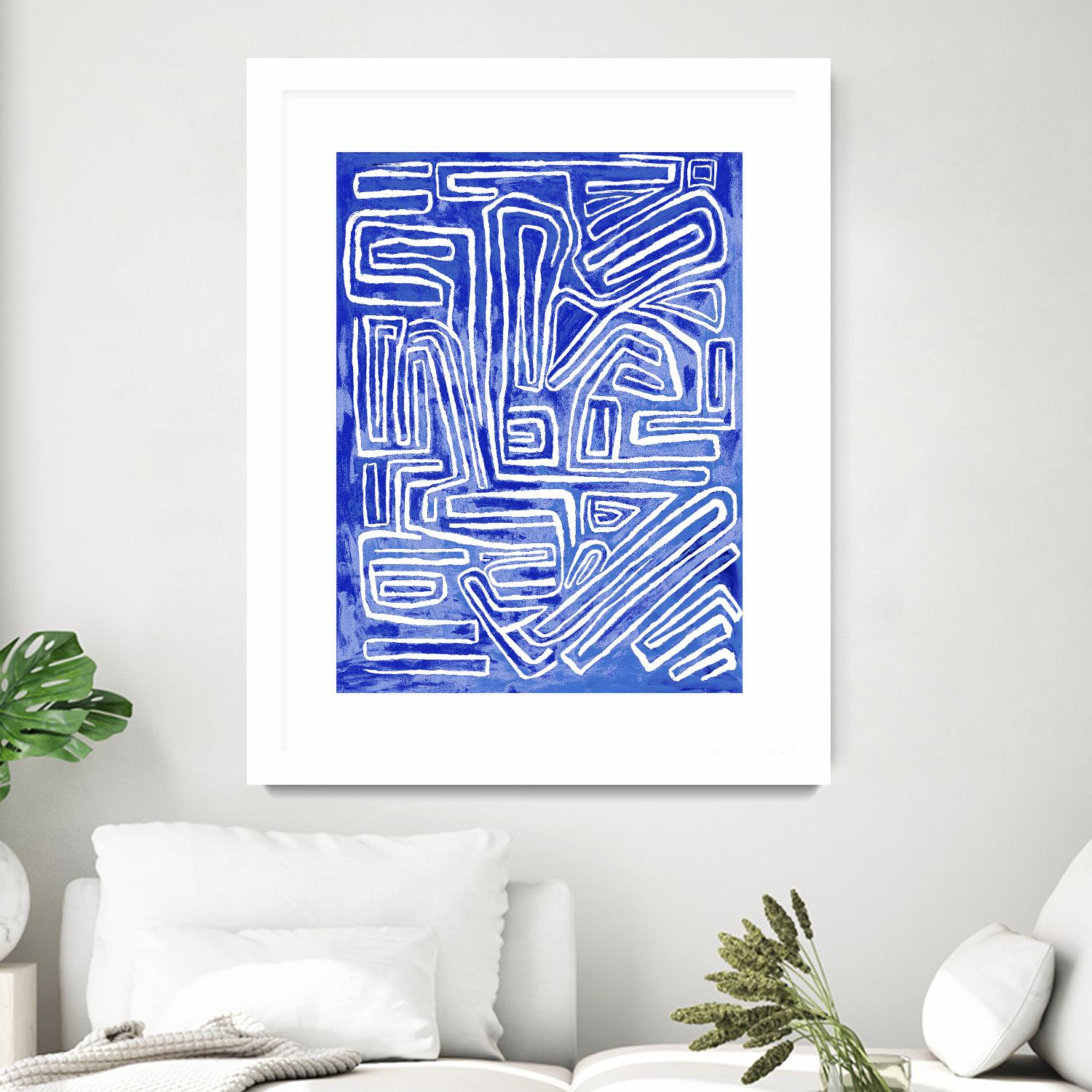 Centric - Cobalt-20 by Lori Dubois on GIANT ART - blue linear ton sur ton