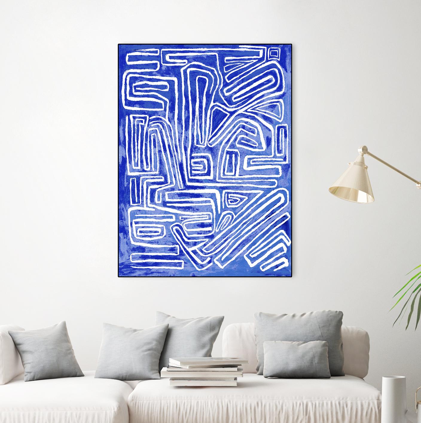 Centric - Cobalt-20 by Lori Dubois on GIANT ART - blue linear ton sur ton