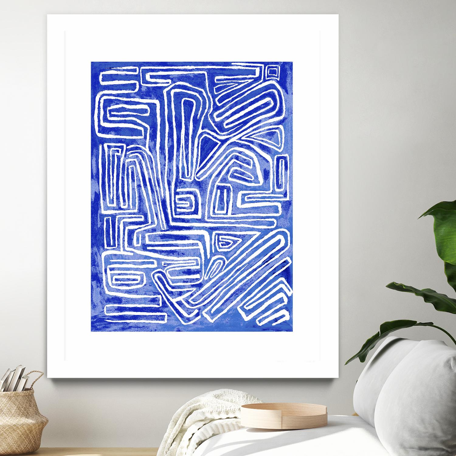 Centric - Cobalt-20 by Lori Dubois on GIANT ART - blue linear ton sur ton