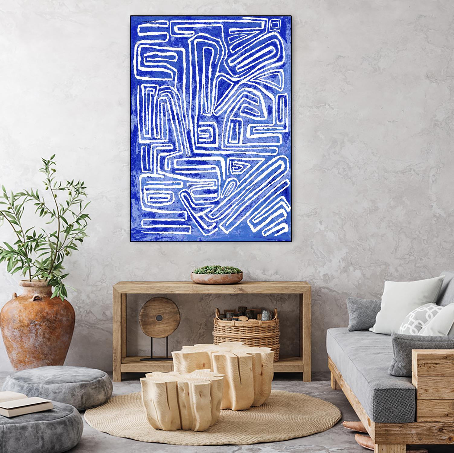 Centric - Cobalt-20 by Lori Dubois on GIANT ART - blue linear ton sur ton