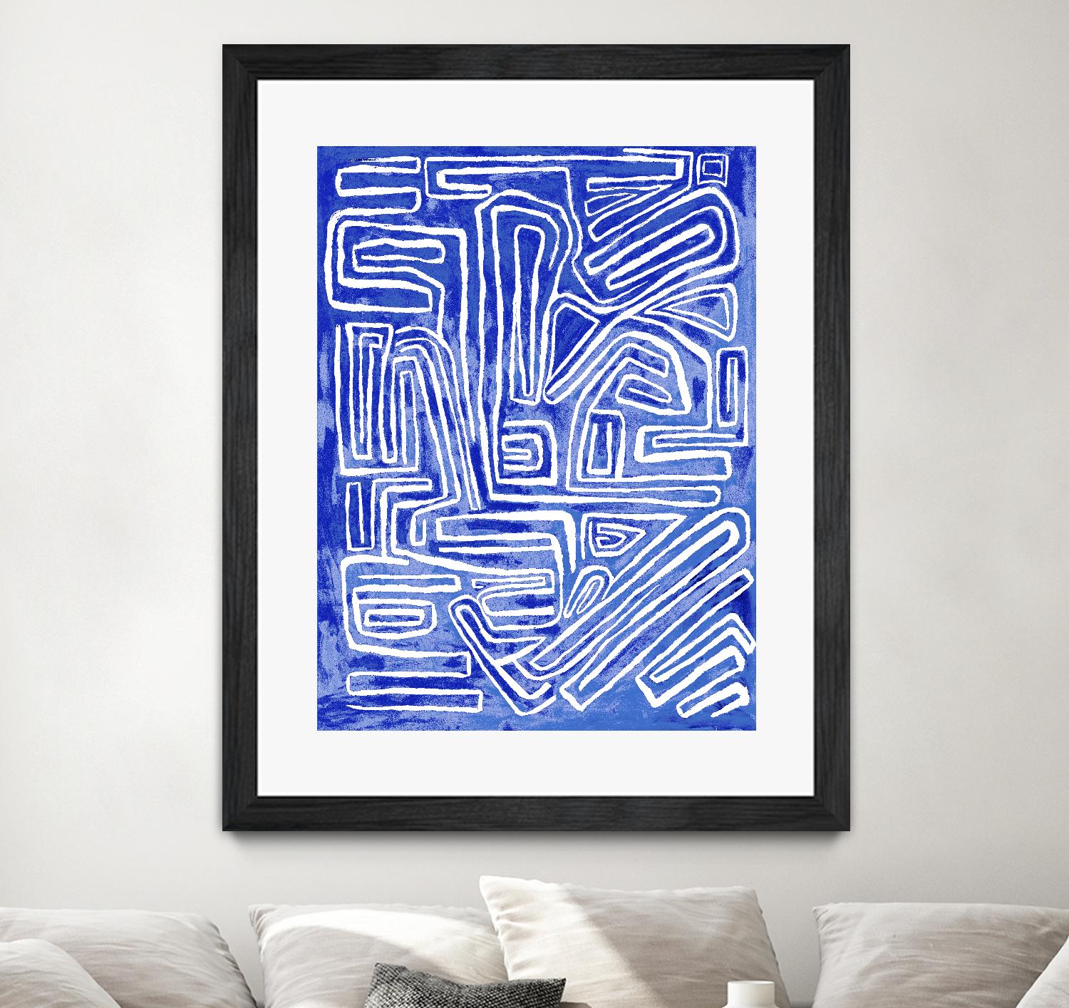 Centric - Cobalt-20 by Lori Dubois on GIANT ART - blue linear ton sur ton