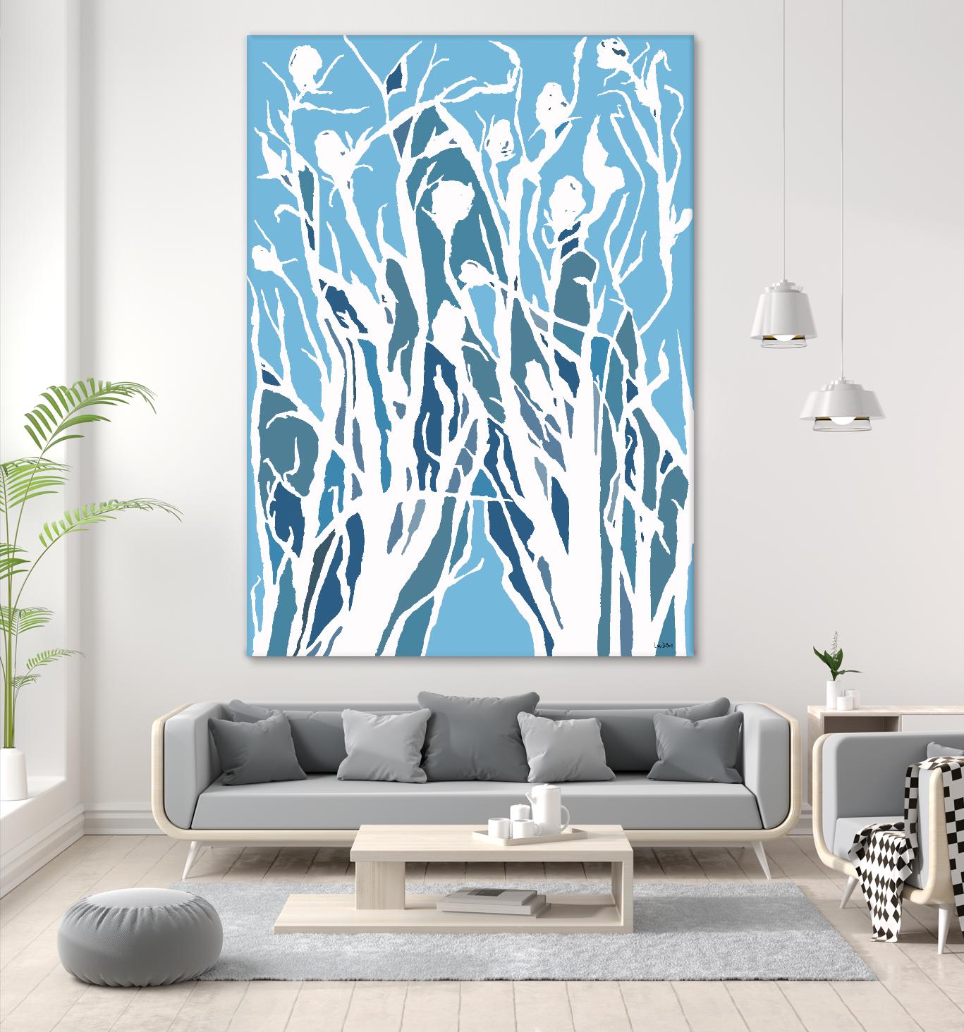 Vine and Dove - Shadow -27 by Lori Dubois on GIANT ART - blue linear grass