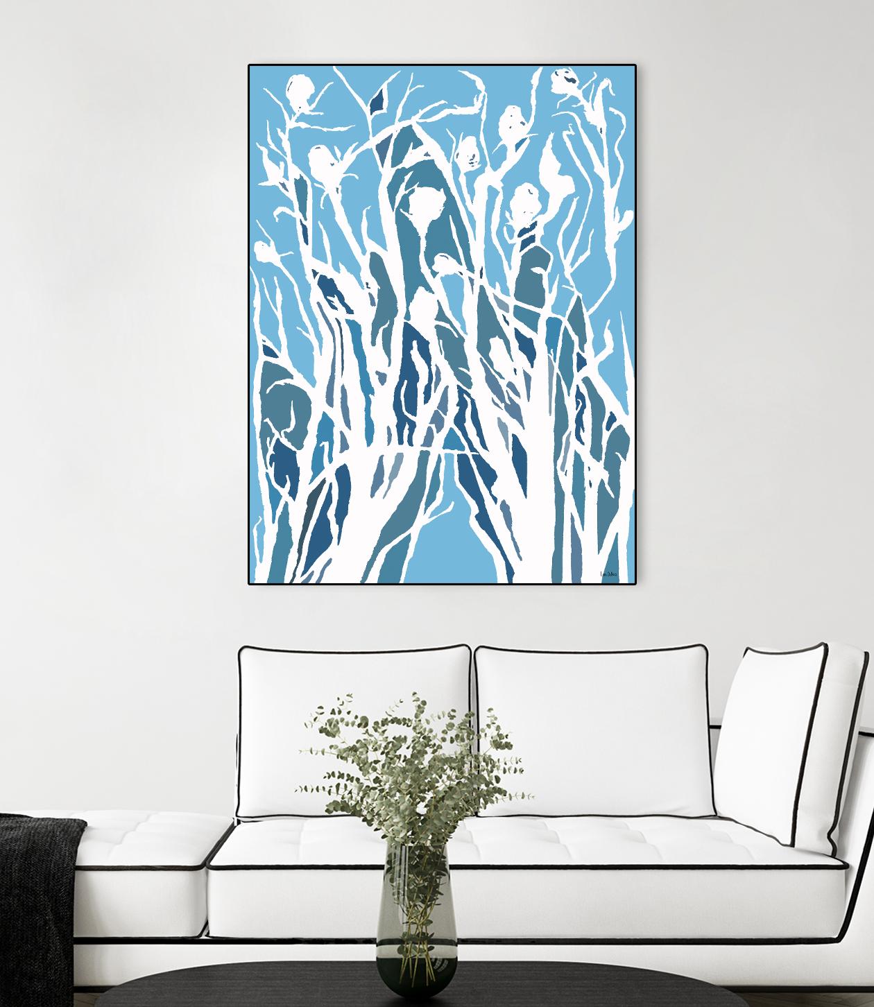 Vine and Dove - Shadow -27 by Lori Dubois on GIANT ART - blue linear grass