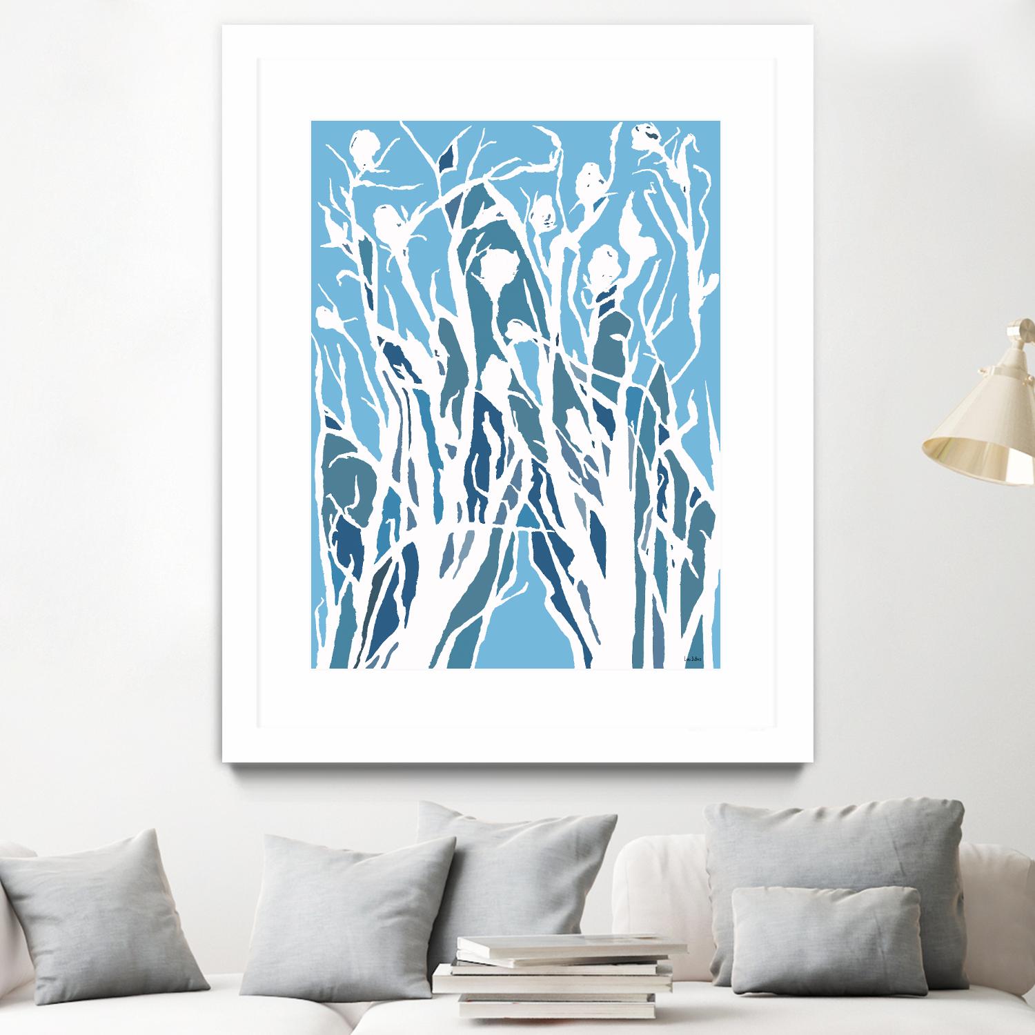 Vine and Dove - Shadow -27 by Lori Dubois on GIANT ART - blue linear grass