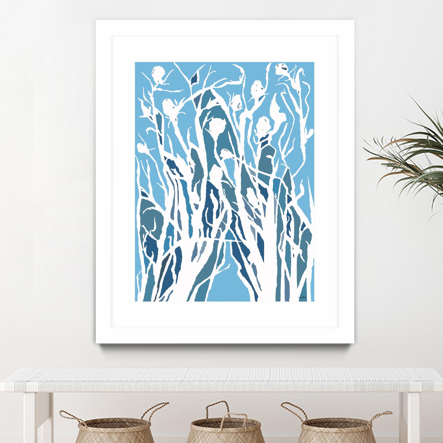 Vine and Dove - Shadow -27 by Lori Dubois on GIANT ART - blue linear grass