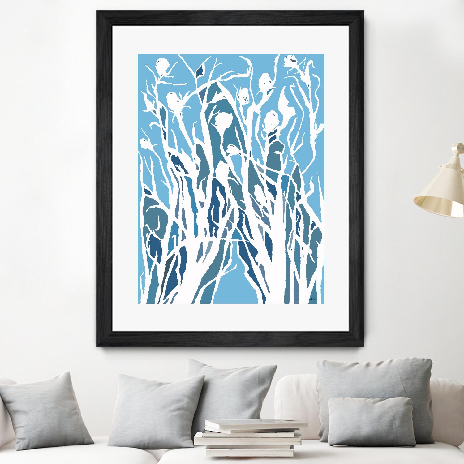 Vine and Dove - Shadow -27 by Lori Dubois on GIANT ART - blue linear grass