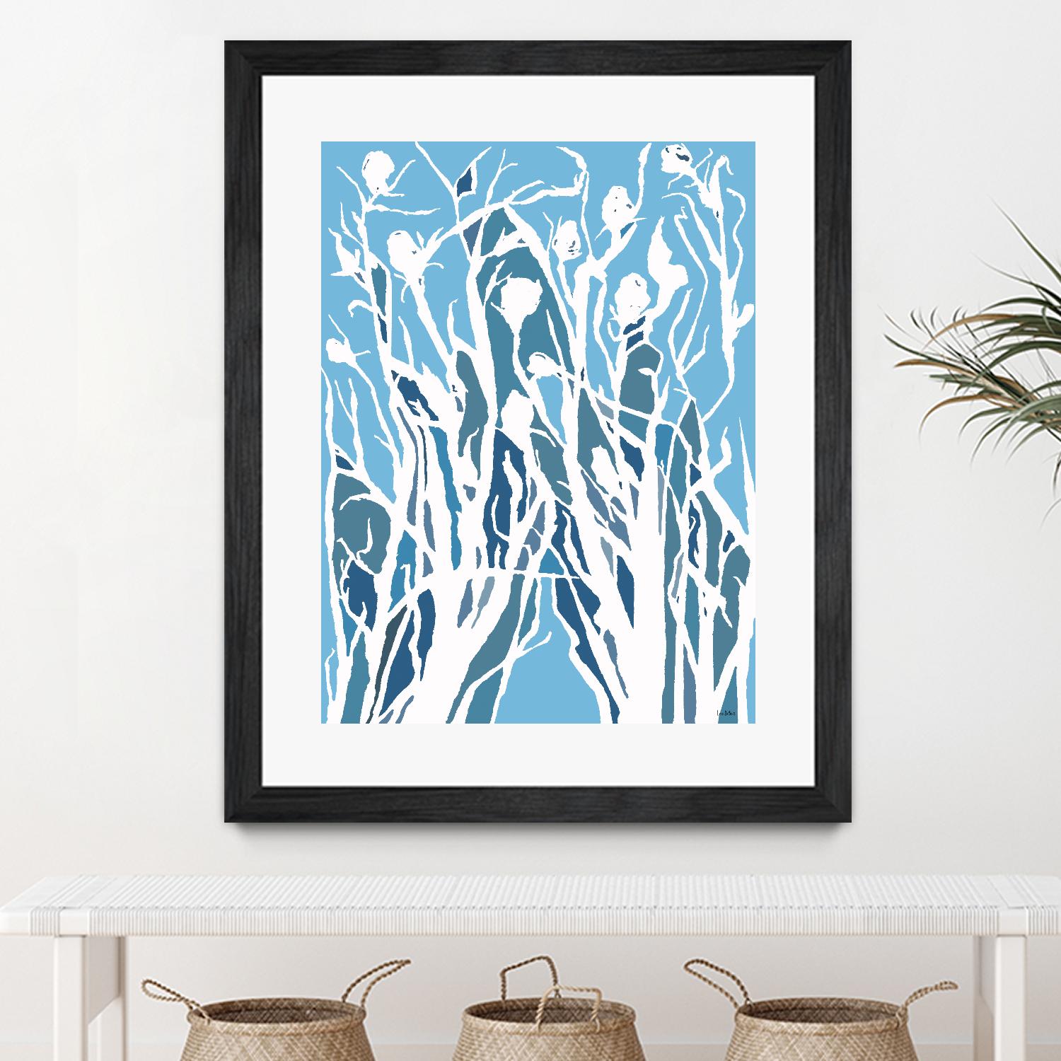 Vine and Dove - Shadow -27 by Lori Dubois on GIANT ART - blue linear grass