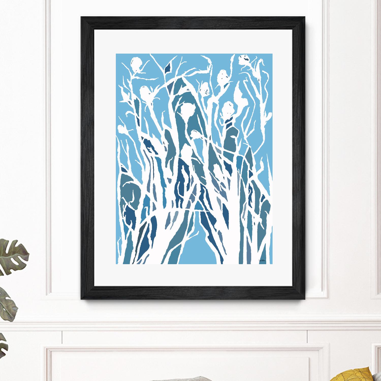 Vine and Dove - Shadow -27 by Lori Dubois on GIANT ART - blue linear grass