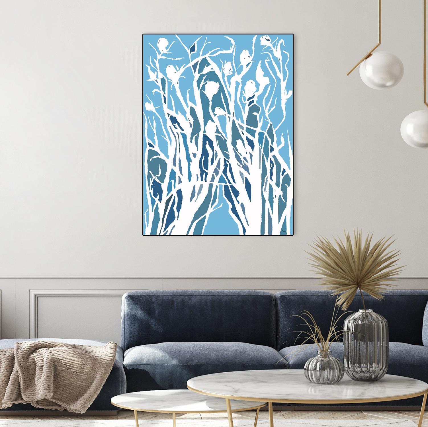 Vine and Dove - Shadow -27 by Lori Dubois on GIANT ART - blue linear grass