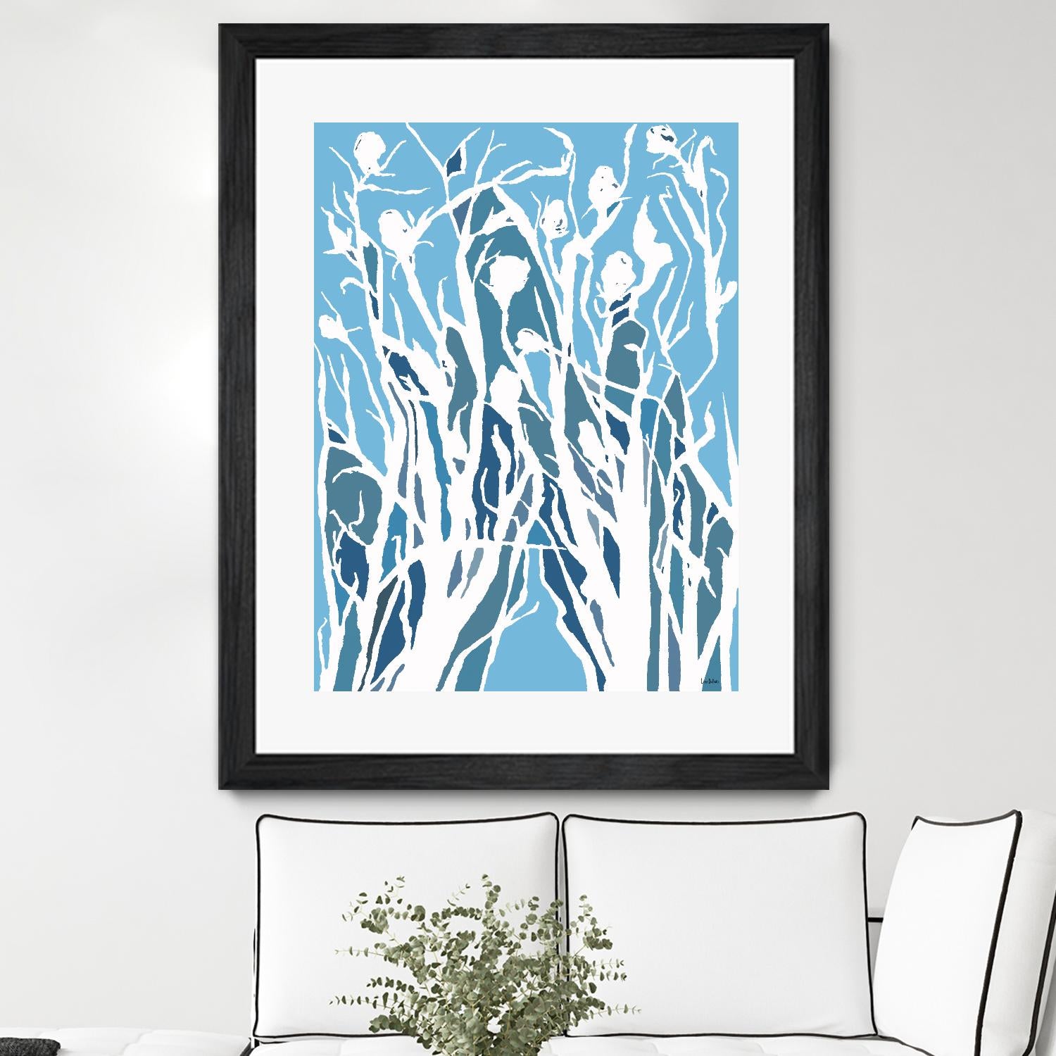 Vine and Dove - Shadow -27 by Lori Dubois on GIANT ART - blue linear grass