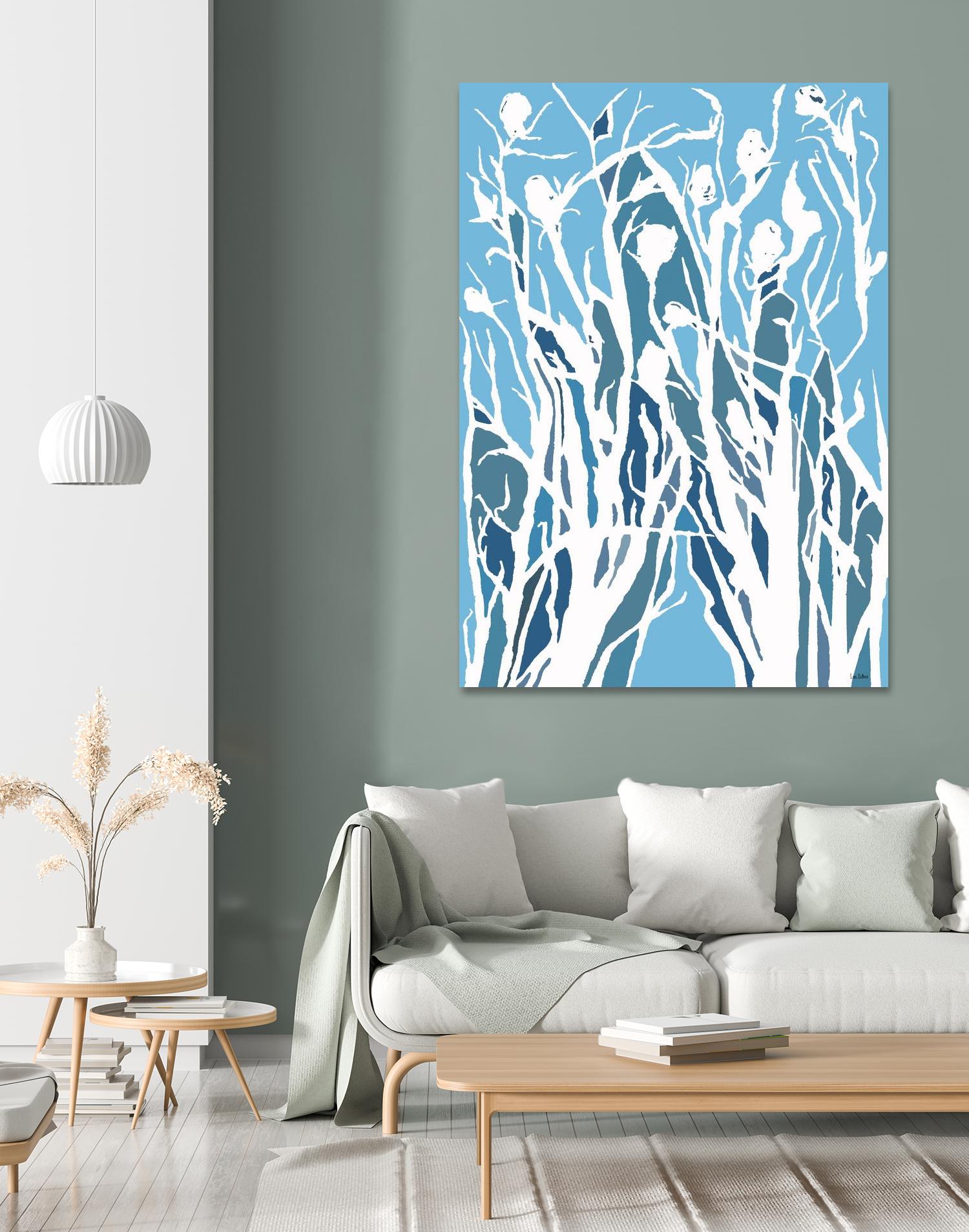 Vine and Dove - Shadow -27 by Lori Dubois on GIANT ART - blue linear grass