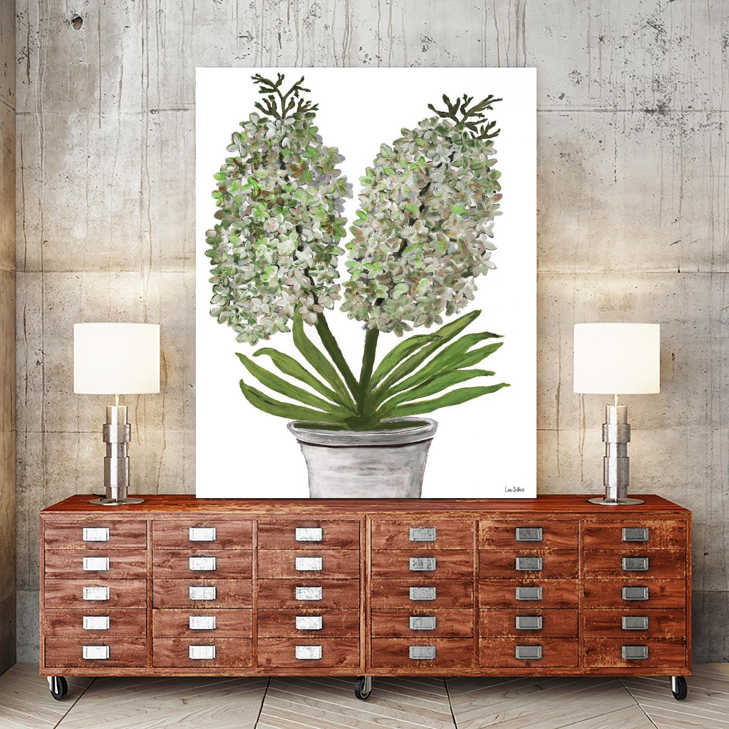 Summer Bloom - Lavender - Blue-11 by Lori Dubois on GIANT ART - green floral pot