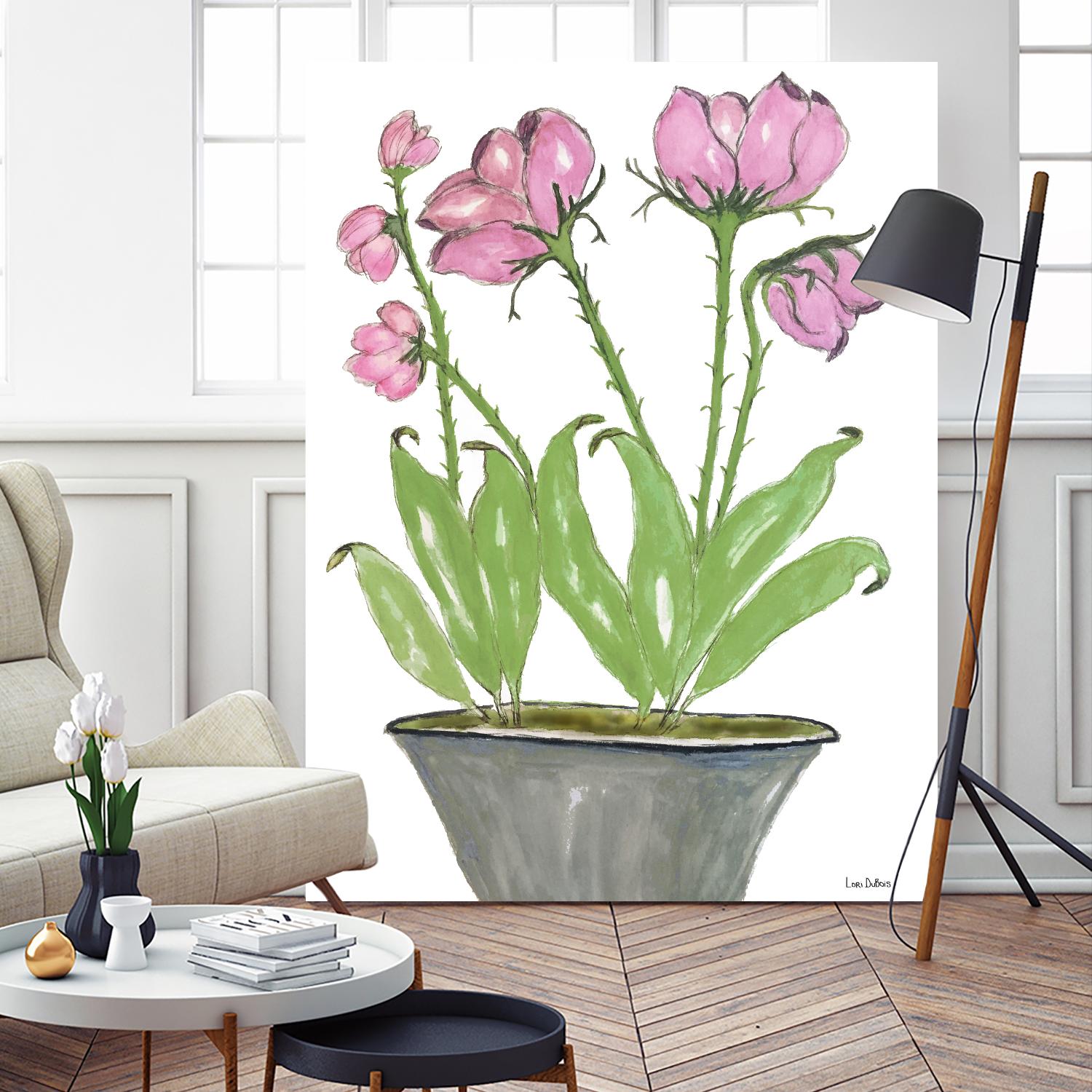 Summer Sequel – Pink -2 by Lori Dubois on GIANT ART - pink botanical plante dans un pot