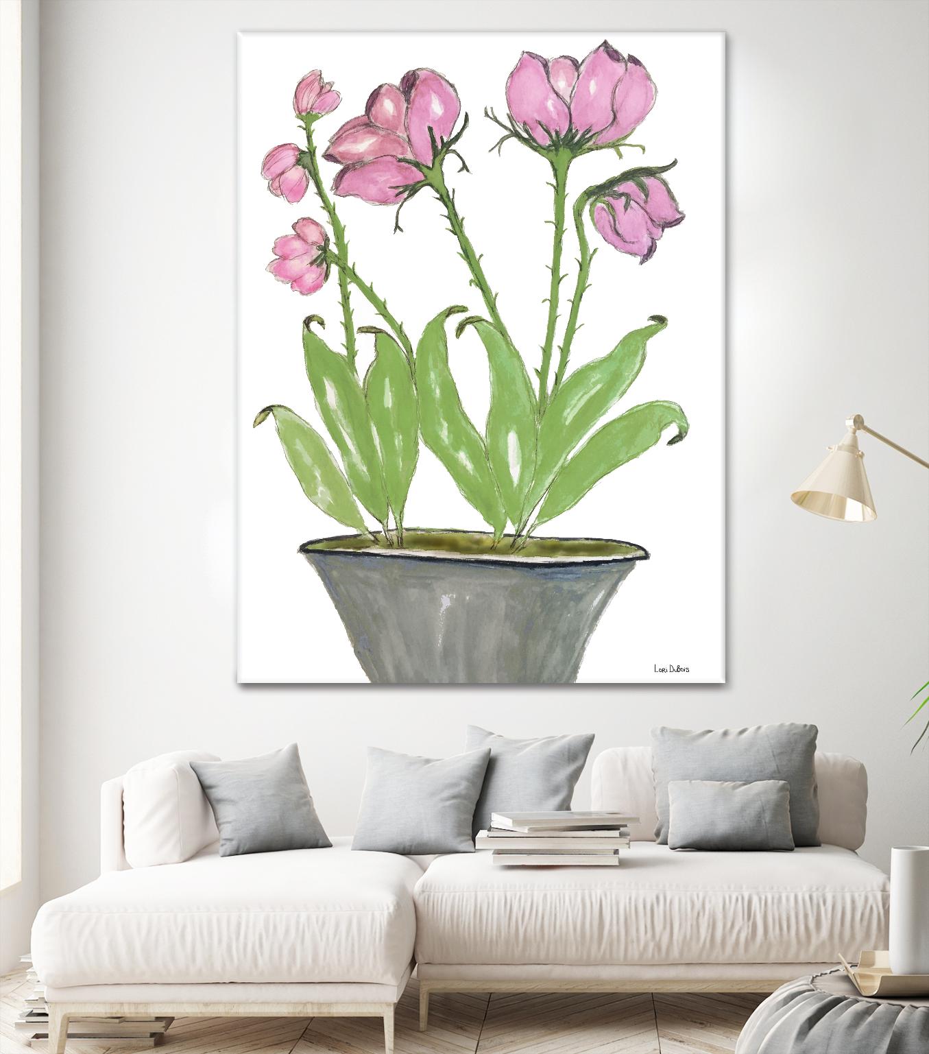 Summer Sequel – Pink -2 by Lori Dubois on GIANT ART - pink botanical plante dans un pot