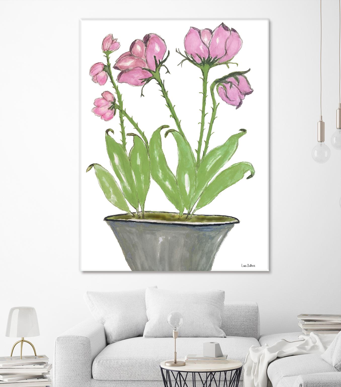 Summer Sequel – Pink -2 by Lori Dubois on GIANT ART - pink botanical plante dans un pot