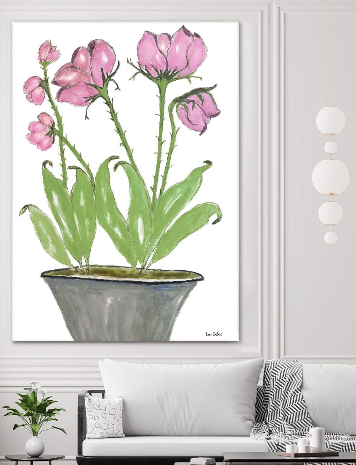 Summer Sequel – Pink -2 by Lori Dubois on GIANT ART - pink botanical plante dans un pot