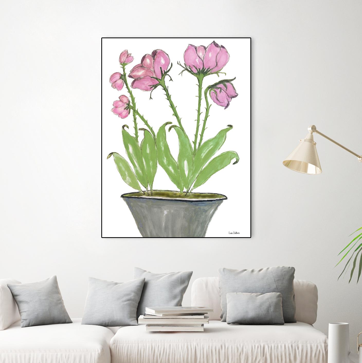 Summer Sequel – Pink -2 by Lori Dubois on GIANT ART - pink botanical plante dans un pot