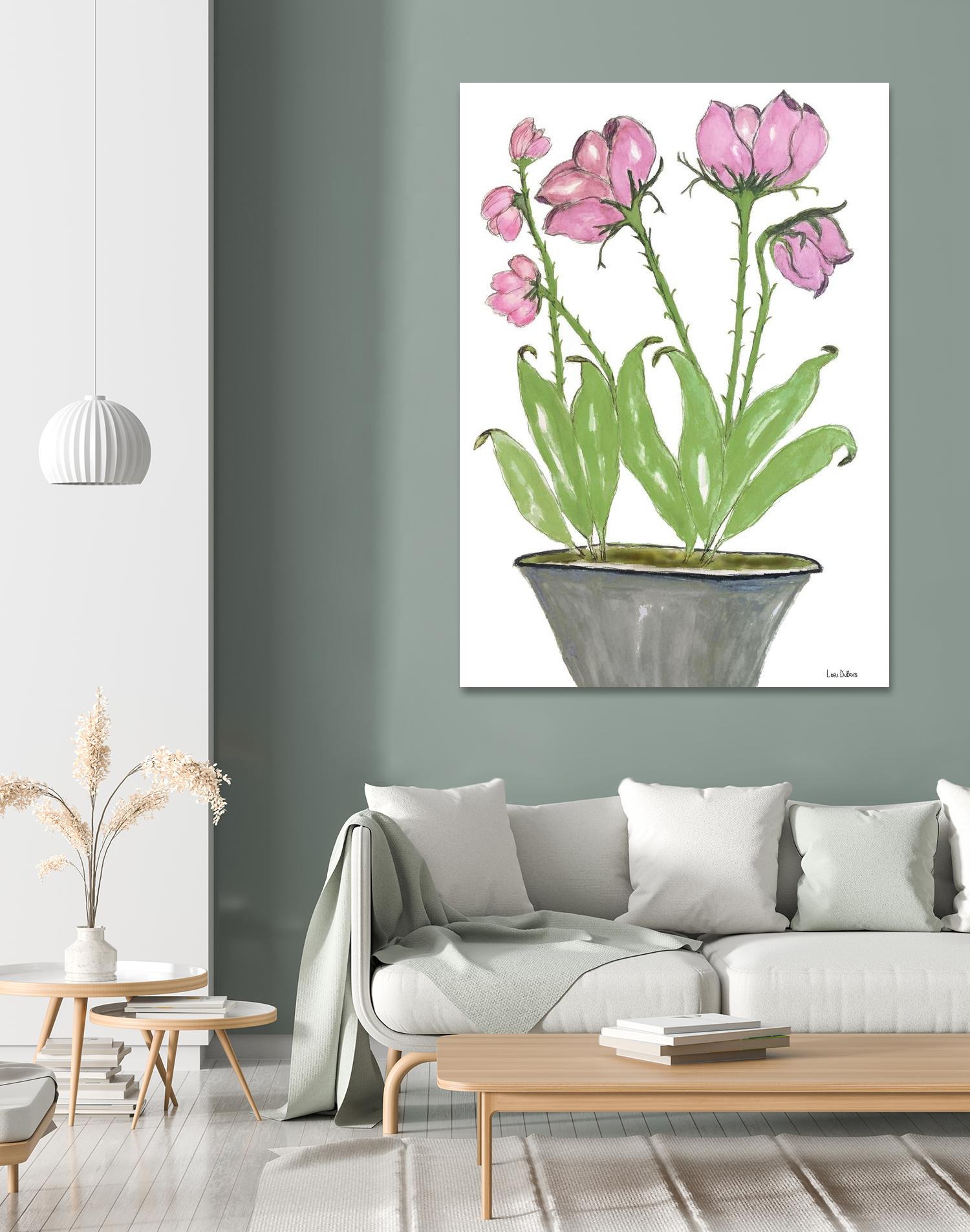 Summer Sequel – Pink -2 by Lori Dubois on GIANT ART - pink botanical plante dans un pot