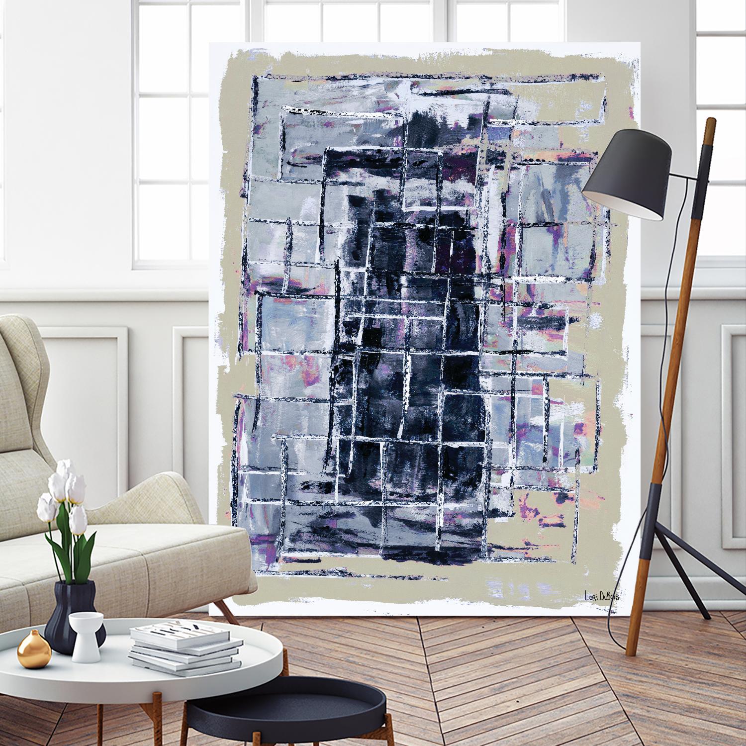 Gates – Neutral Navy - 1 by Lori Dubois on GIANT ART - black linear