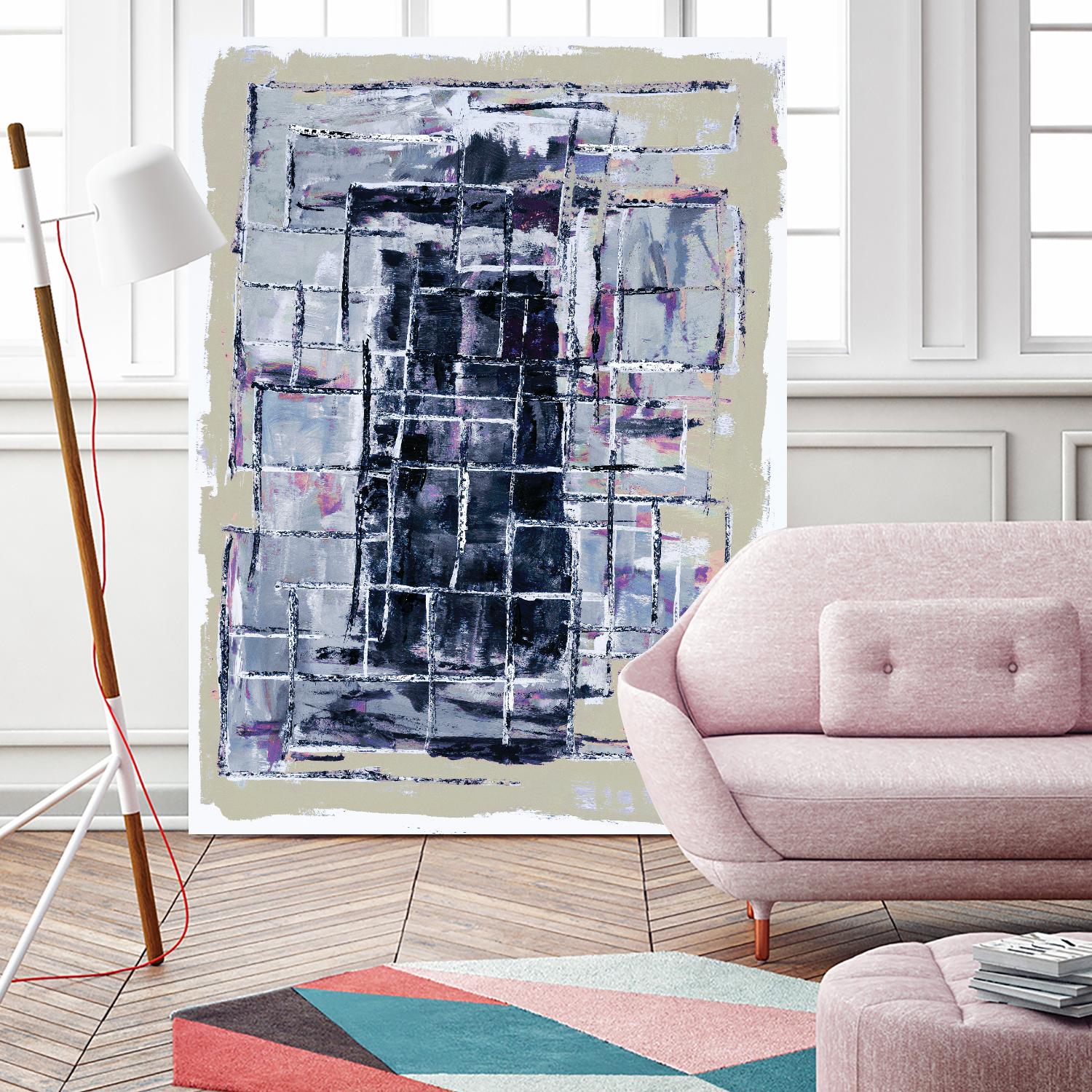 Gates – Neutral Navy - 1 by Lori Dubois on GIANT ART - black linear